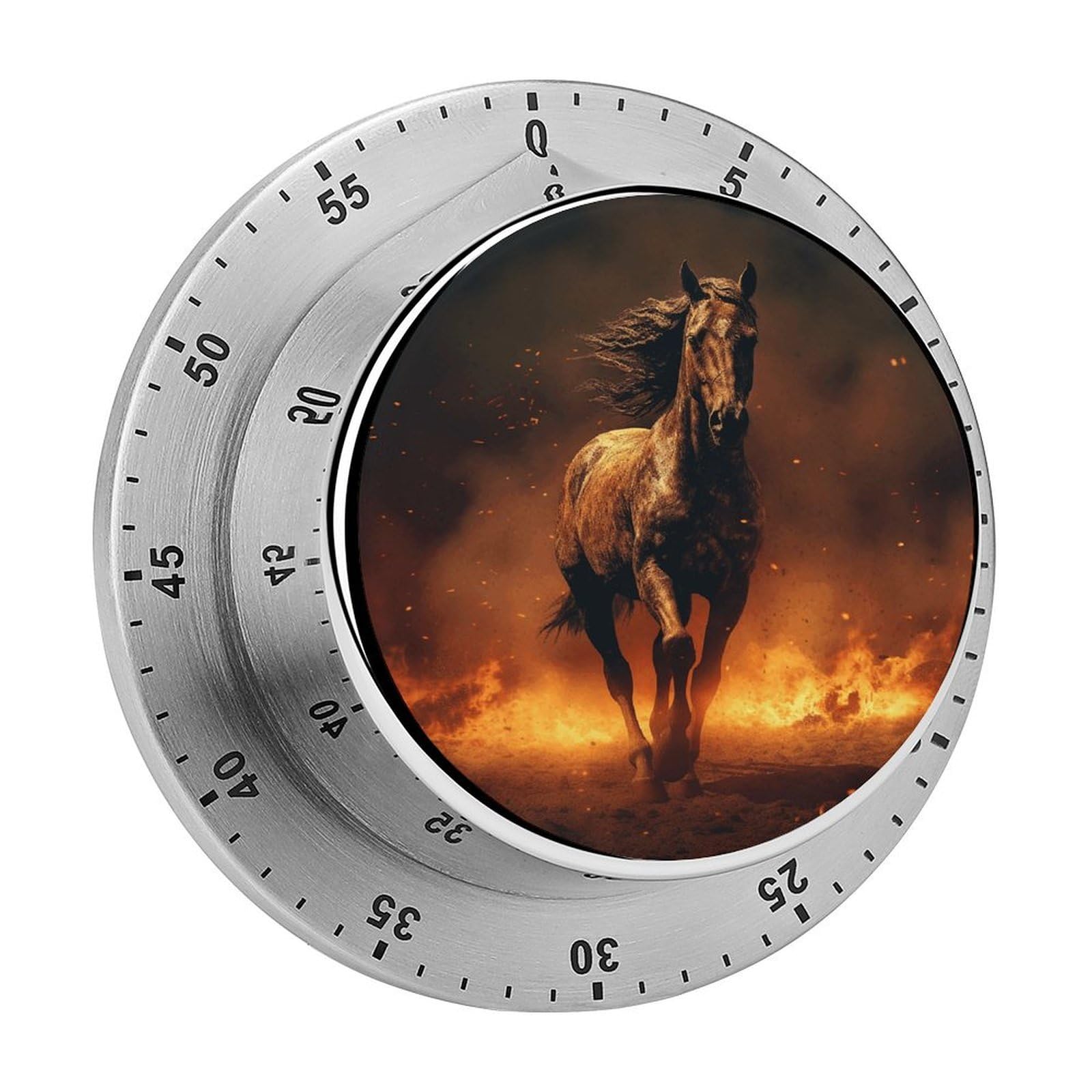 Flame Horse Kitchen Timer Chef Cooking Timers Clock with Loud Alarm Exquisite Stainless Steel Mechanical