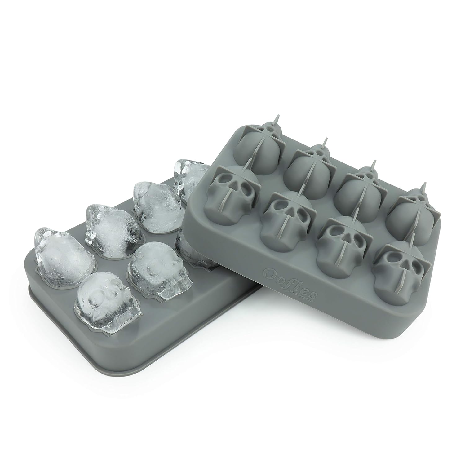 Buy Eight (8) PCS, 3D Skull Ice Cube Mold Silicone Tray, Makes Skulls