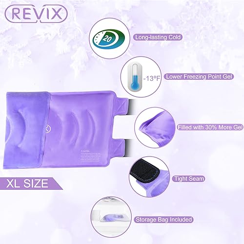 Miniatura 3 de REVIX Envoltura de hielo de rodilla XL alrededor de toda la rodilla, paquete de hielo de gel para dolor muscular, paquete frío para reducir las