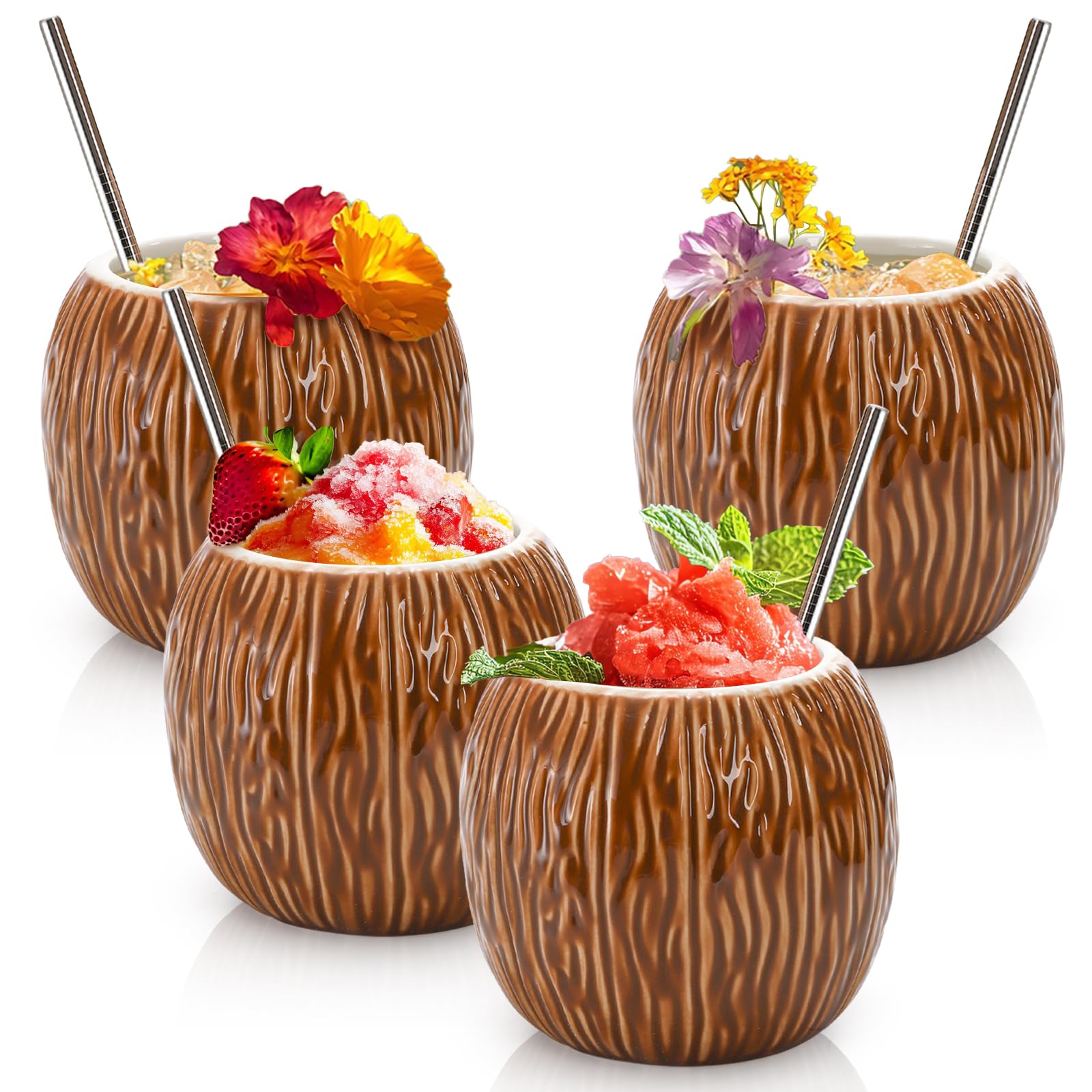 ZENFUN 4 Pack Ceramic Tiki Mugs