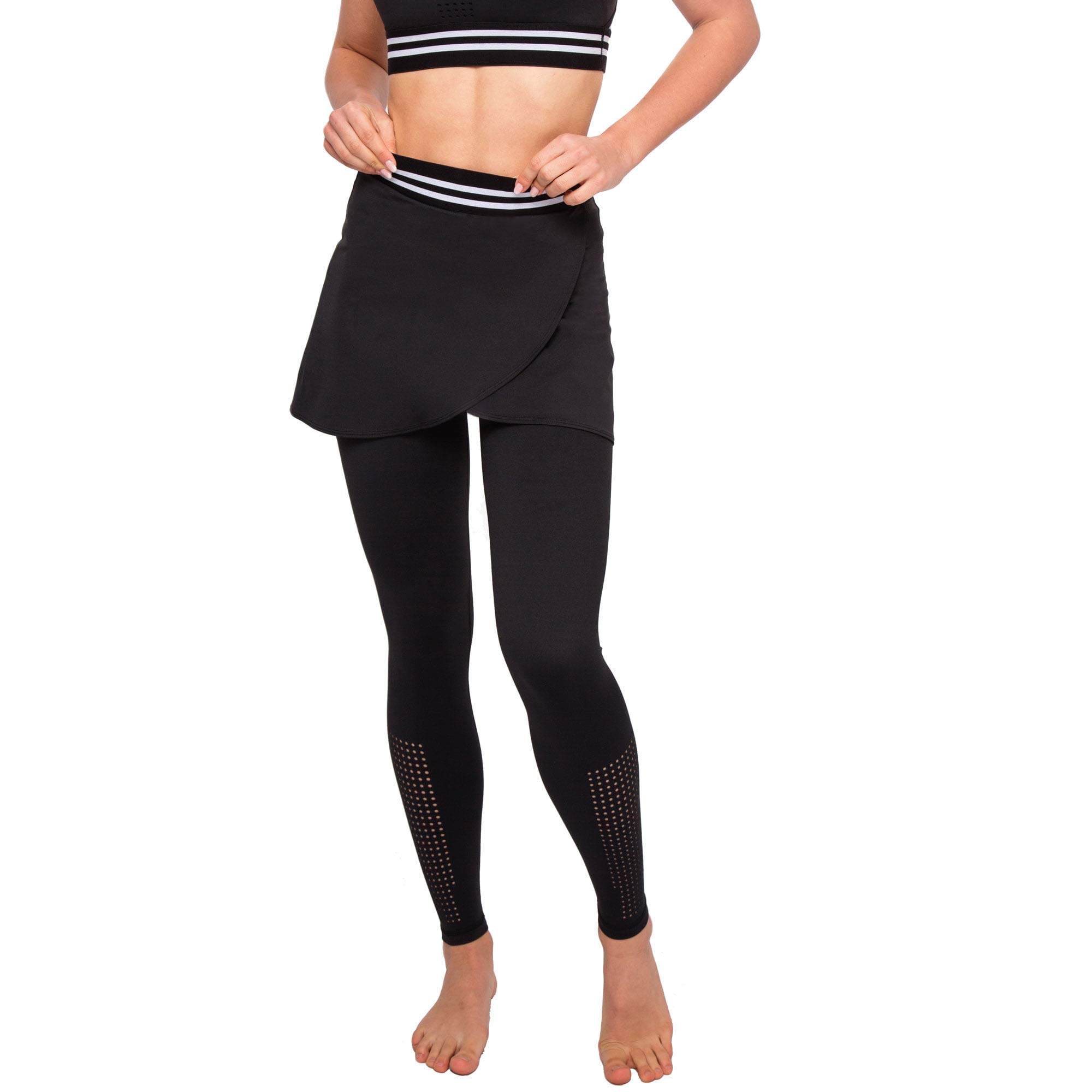 VEOFITWomen’s Leggings with Skirt - Soft High Waisted Leggings for Workout - Full Length Skirted Trousers for Gym - Yoga Pants, Tennis Skirt, Sport Skort | 2 in 1 French Design