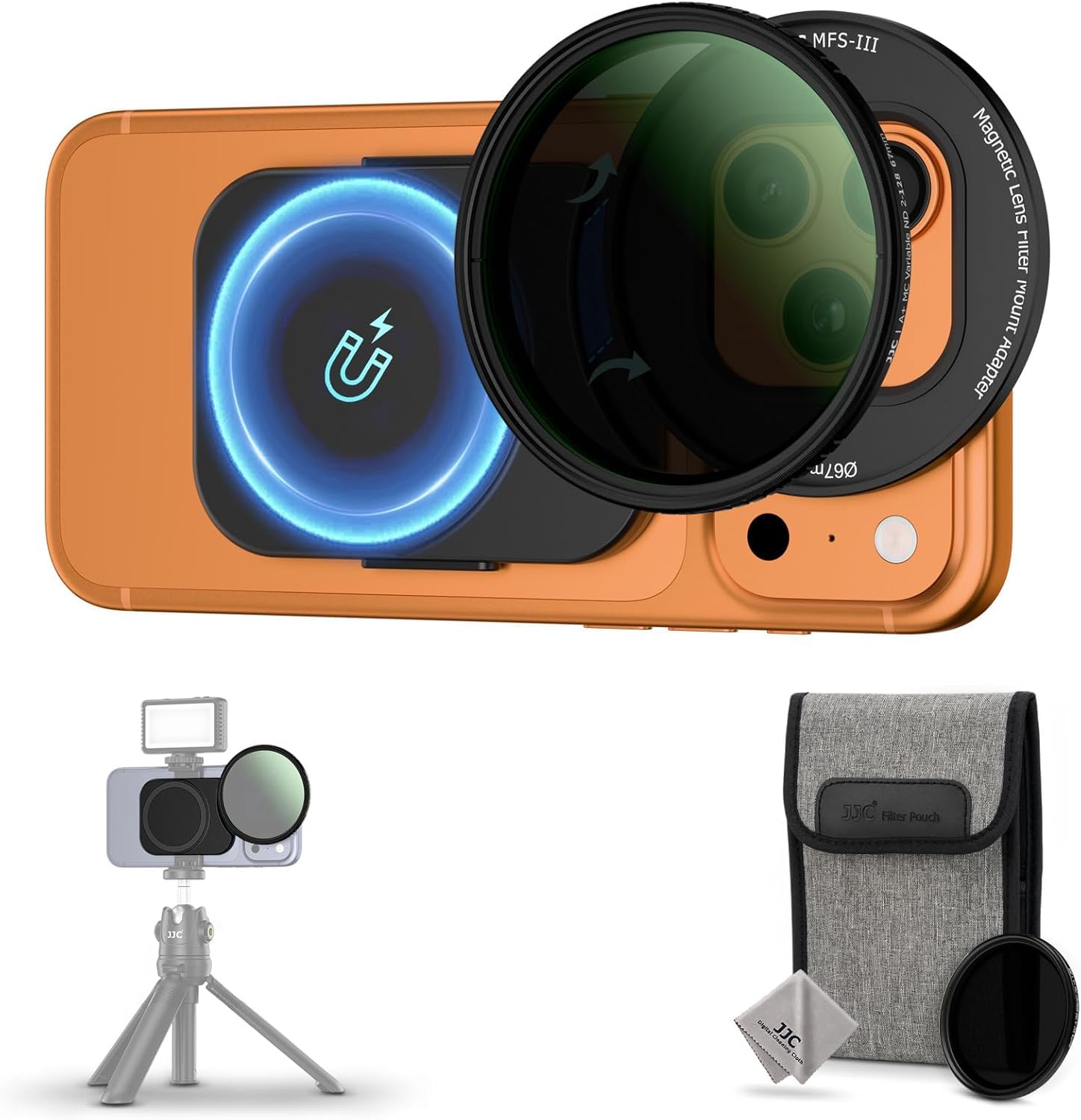 Filtro ND aggiornato da 67 mm per iPhone 17, adattatore magnetico per filtro obiettivo con filtro ND variabile ND2-128 per iPhone 17 16 15 14 Pro Pro Max Plus, supporto per filtro obiettivo del