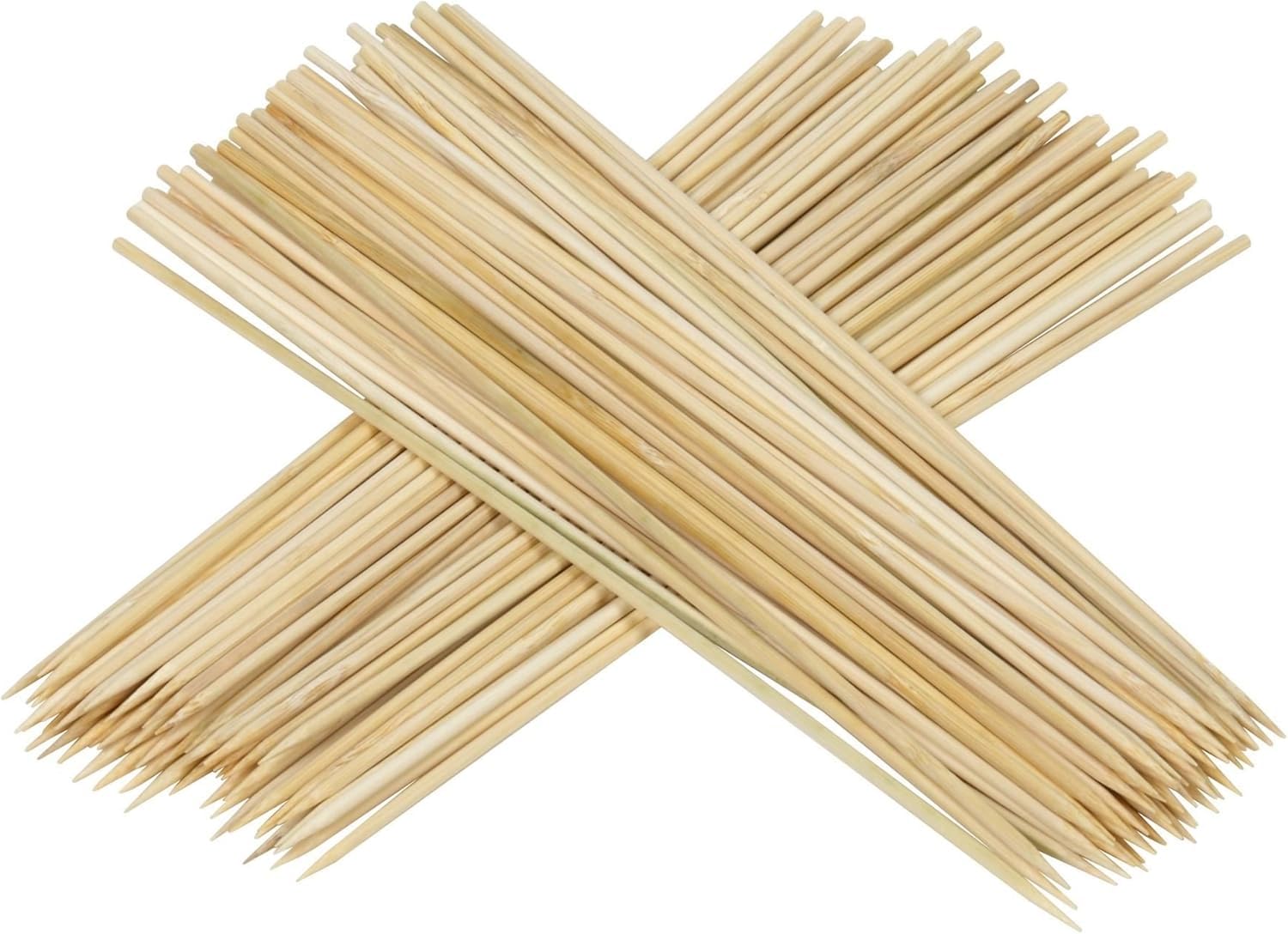 100 Pcs (30cm/12inch) Bamboo Skewers Sticks for Shish Kebab, Biodegradable Wooden BBQ Sticks for Meat,Candy Floss,Fruit,Grilling,Barbecue,Candy Floss,Cocktails,Platters