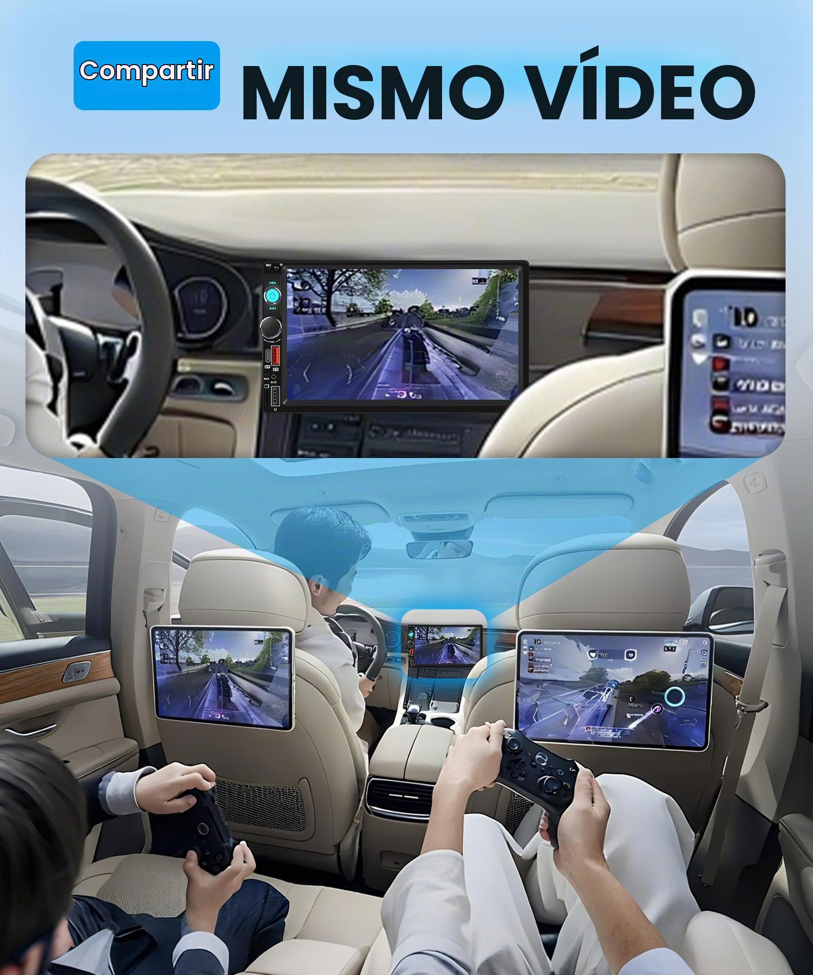 Inalámbrico Carplay Radio de Coche 2 DIN con You-Tube Android Auto, 7 Pulgadas Touchscreen Radio Coche con iOS/Android Mirror Link Bluetooth FM Radio USB/EQ/AUX Control del Volante Cámara Trasera