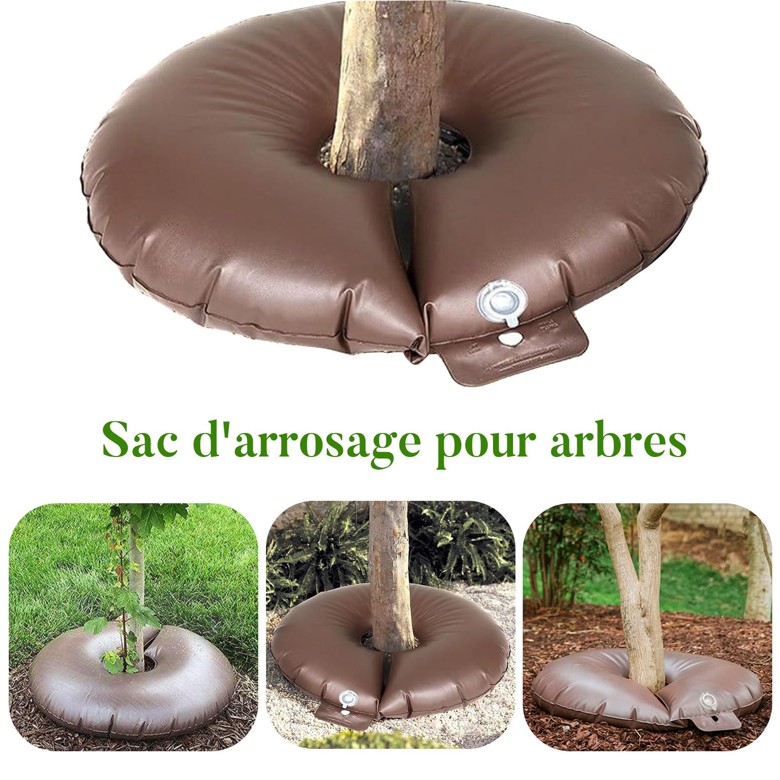 10 Pièces Anneau D'arrosage pour Arbres 55 L Sac D'irrigation Jardin Durable en PVC Résistant aux UV Réutilisable pour L’Irrigation des Racines des Arbres Jeunes et Matures