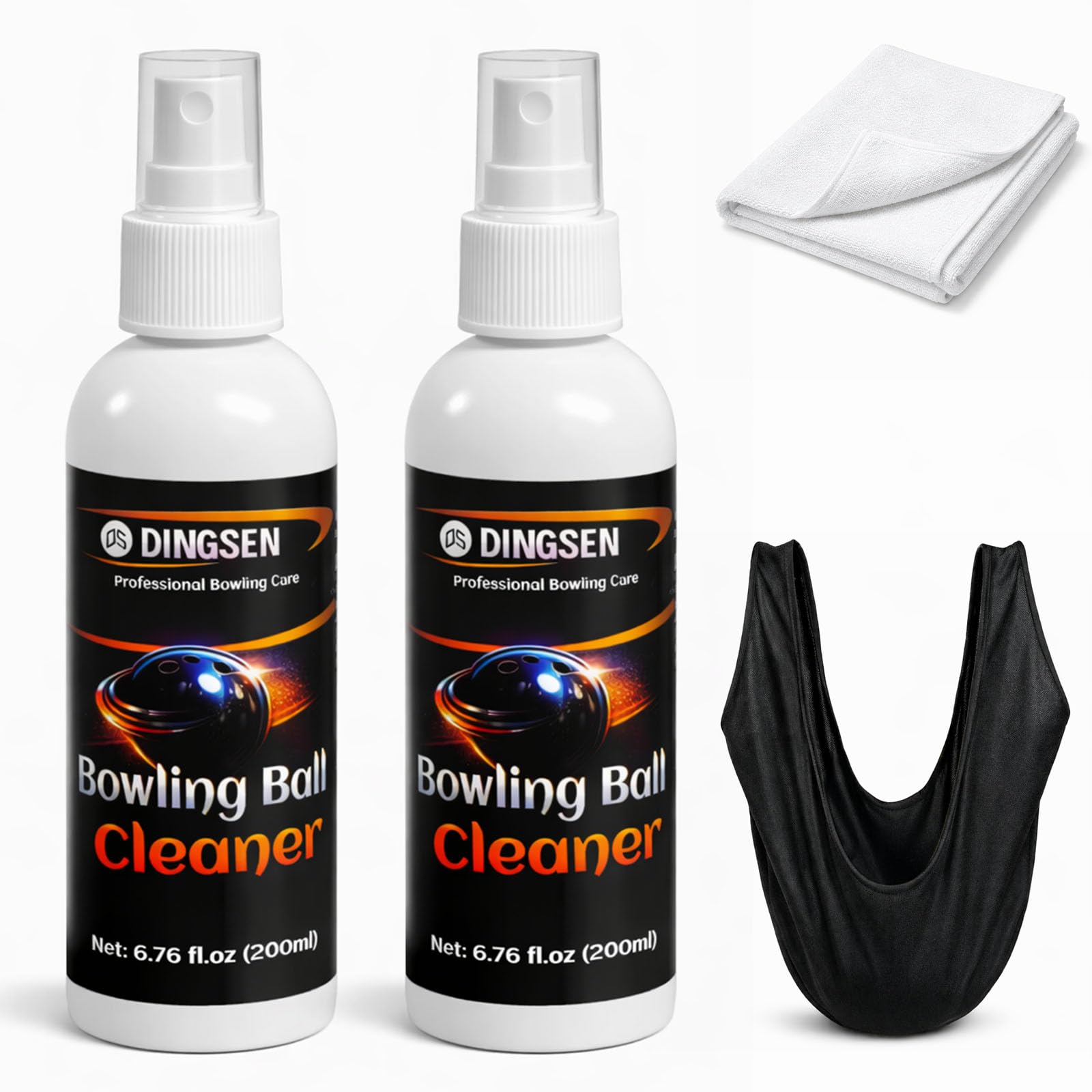 DINGSEN Bowling Ball Cleaner Kit, Professional Bowling Ball Cleaner for Removing Oil, Scuff & Belt Marks,Enhances Grip & Restores Tack, Helps Maintain Surface Performance