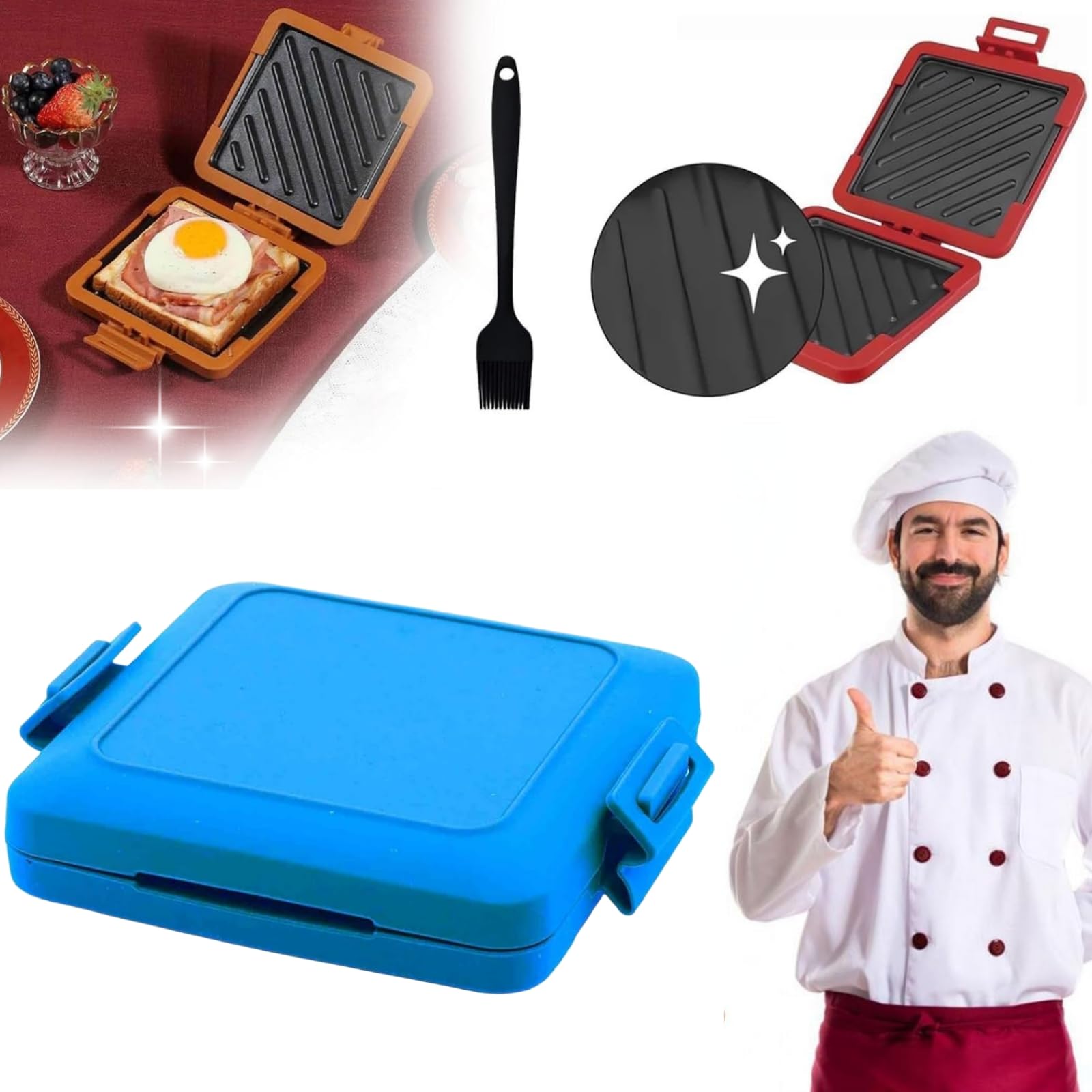 Machine à Toastie Micro-ondes - Plaque Antiadhésive, Silicone, Lave-vaisselle