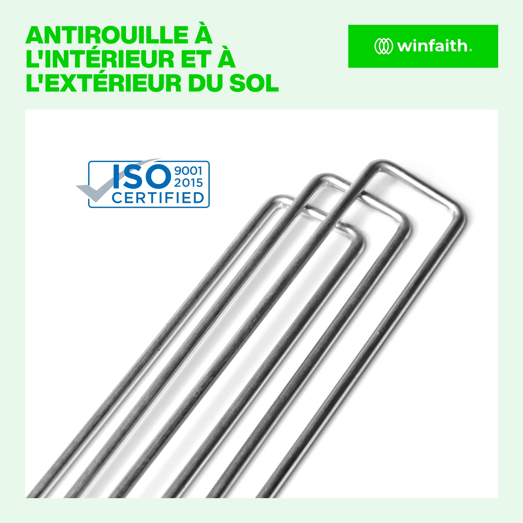 Winfaith Piquets de Paillage Pièces 100 Made in Italy Fil Ø4 en Acier en 10204 3.1 Galvanisé à Chaud – Inoxydable Jardin Gazon Artificiel Accroche - Mesures mm H200 x L30 x D4