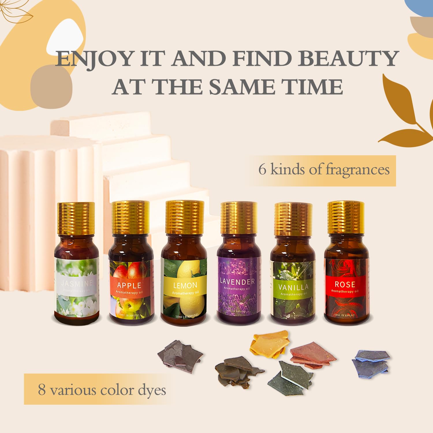 Kit per la Creazione di Candele Profumate per Adulti con Scioglitore di Cera, Cera di Soia, 12 Vasetti, 8 Portacandele, 6 Fragranze, Set Completo per Candele fai da te