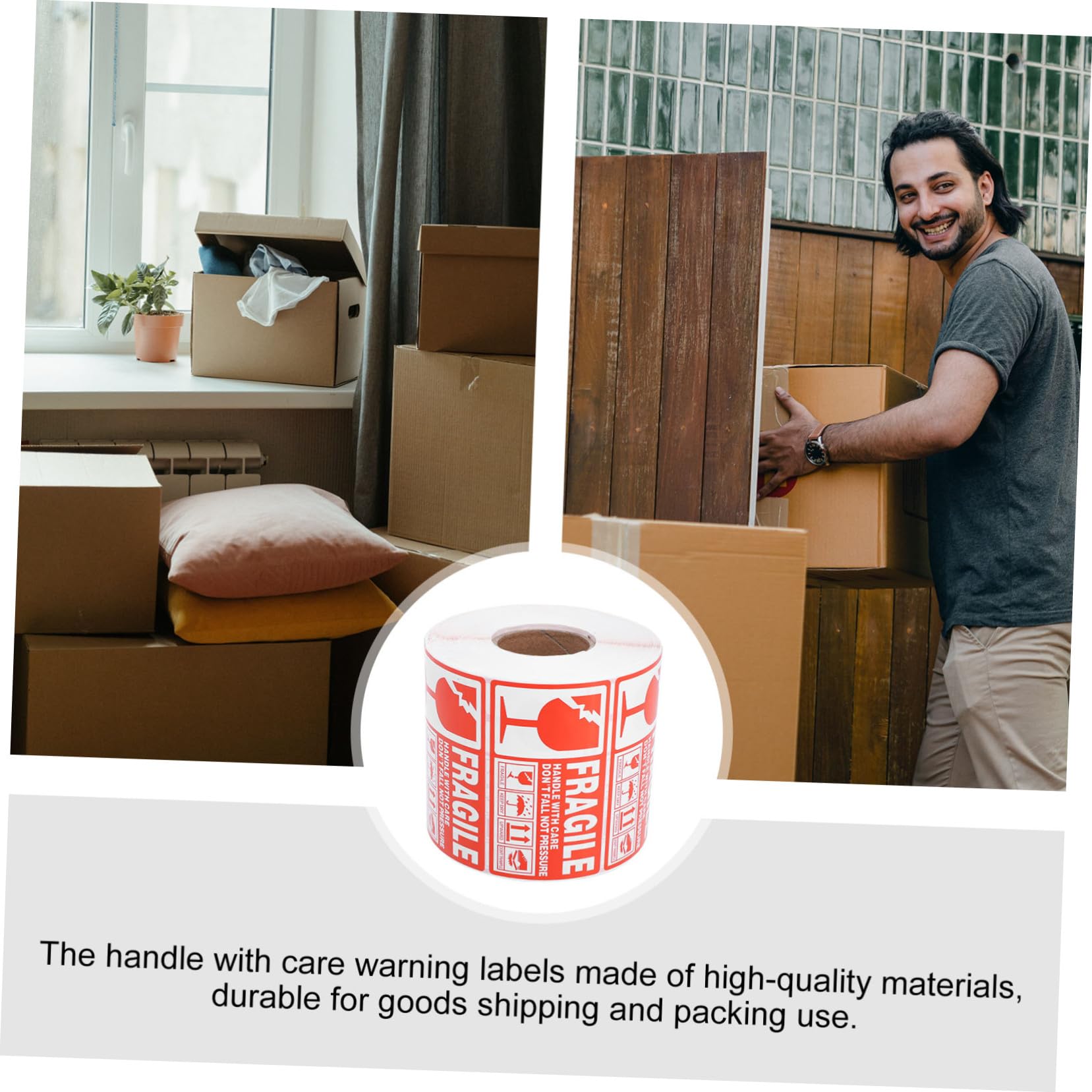 SHINEOFI Etiqueta Adhesiva Frágil para Envío y Embalaje Unidades Rojo y Fácil de Pegar y Resistente para Cajas y Paquetes Delicados