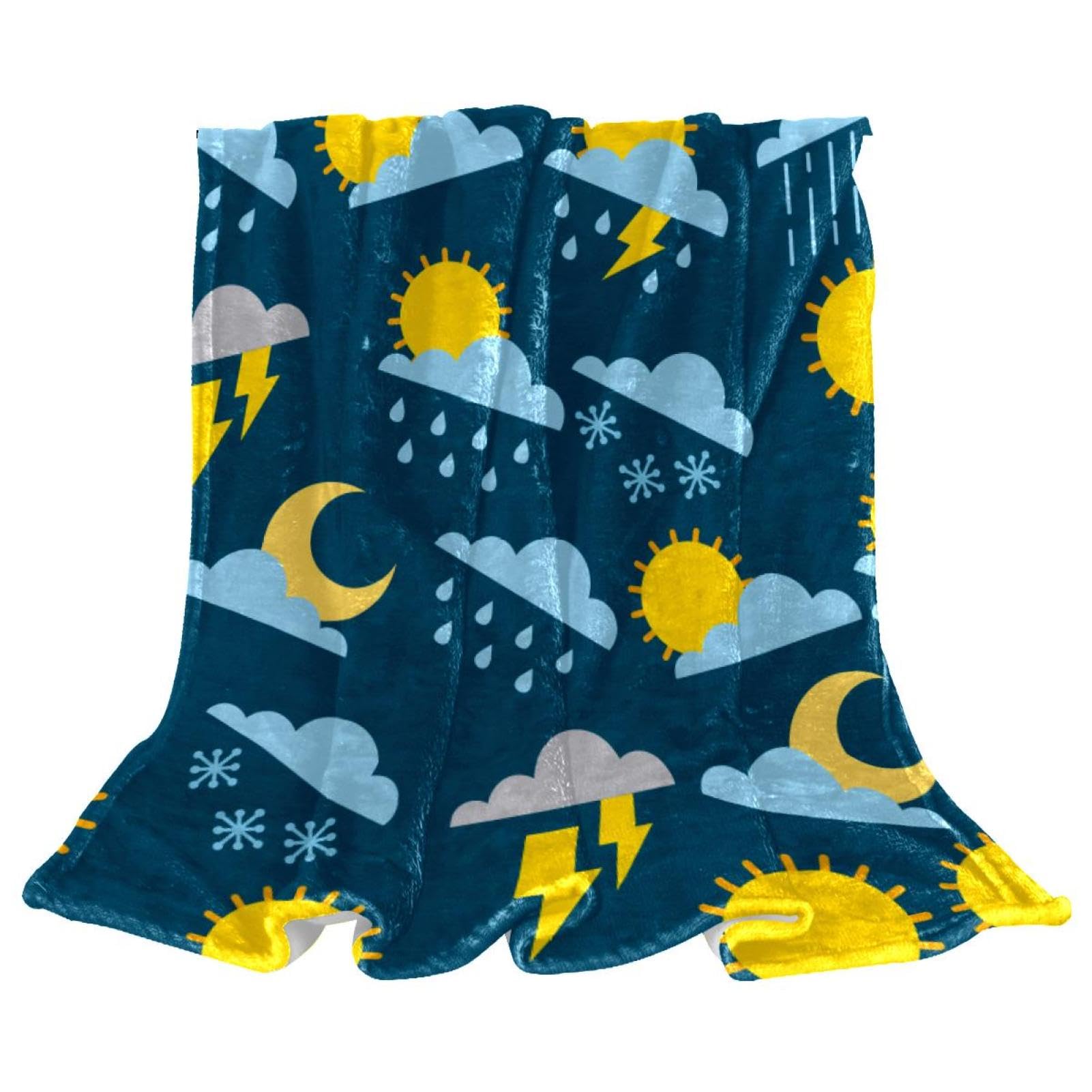 Couverture polaire microfibre lune et soleil 130x150 cm pour canapé