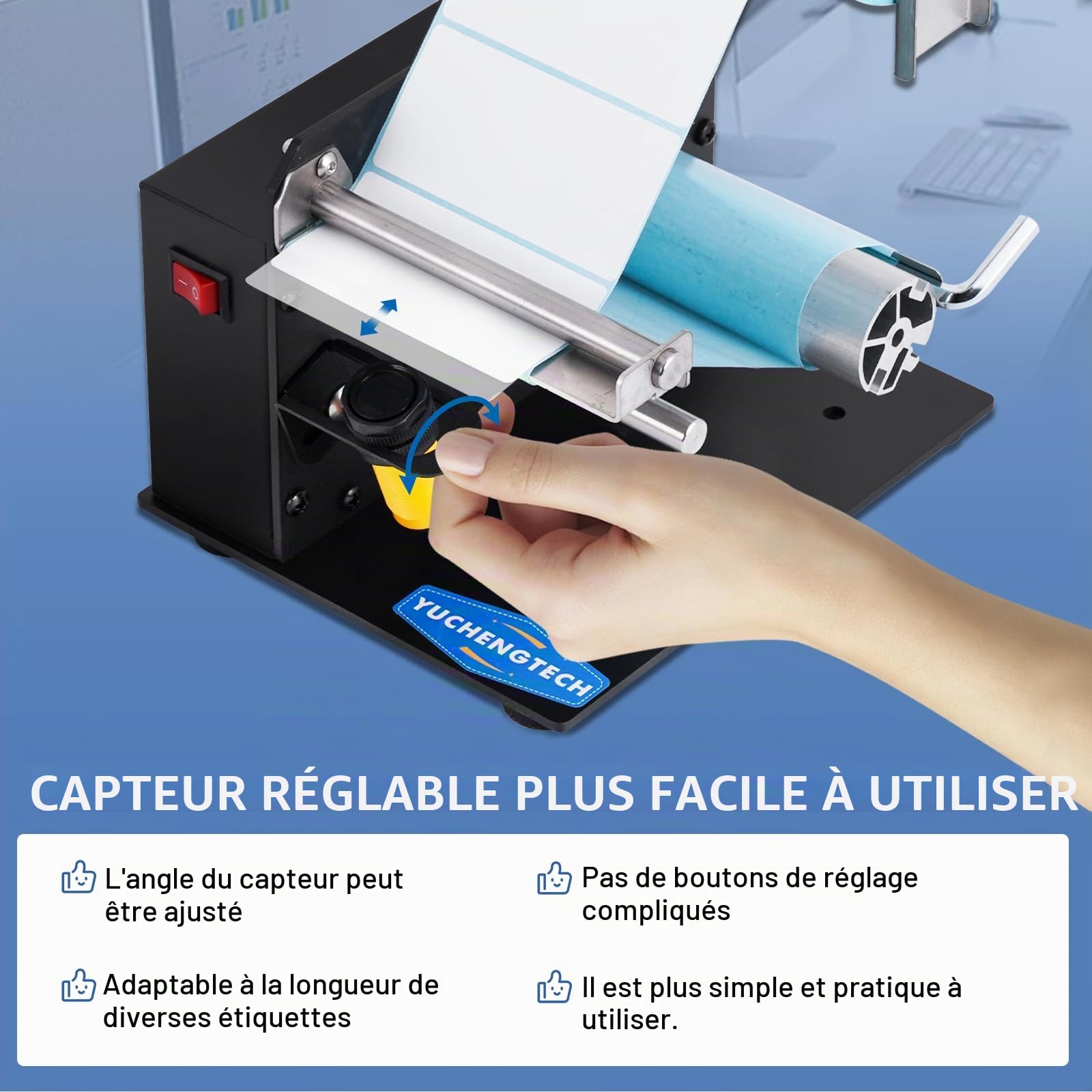 YUCHENGTECH Distributeur D'étiquettes Automatique 6 po/s | Largeur 5-120mm, Longueur 3-120 mm,Distributeur Etiquette Autocollante pour Étiquettes Autocollantes/PET/PVC