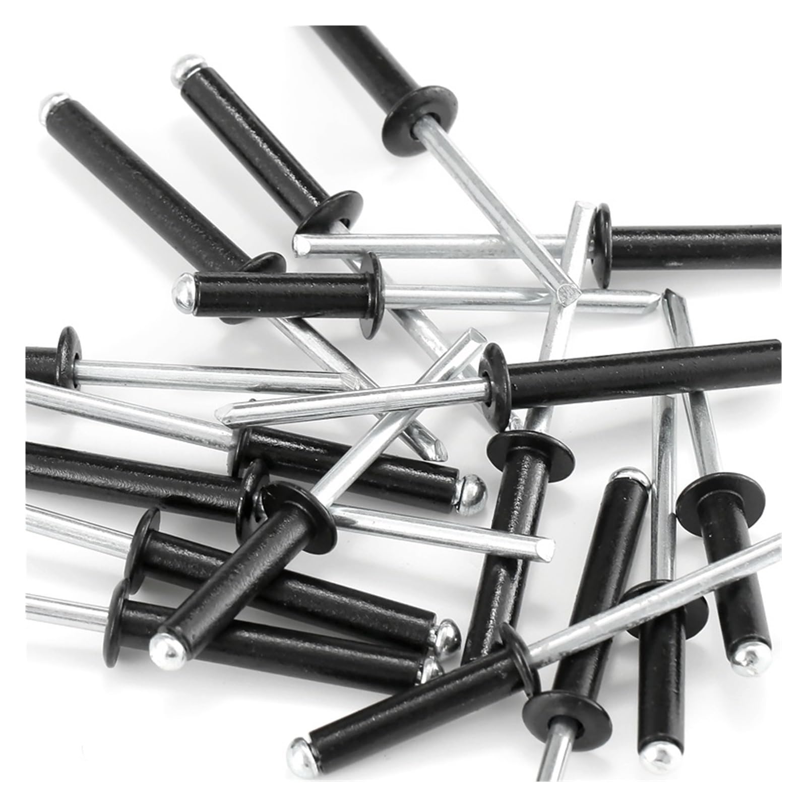 remaches ciegos, Remache ciego M2.4 .8 M3 .2 M4 Galvanoplastia Aluminio negro Cabeza redonda Anclaje Mandril de acero Escape(10mm,M3 (100Pcs))