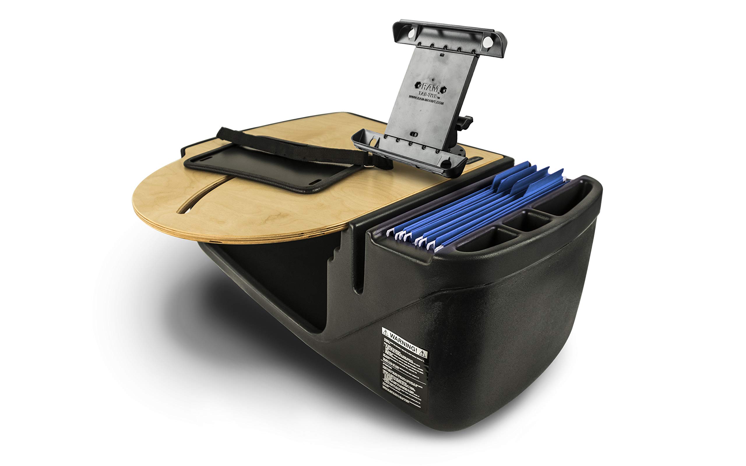 AutoExec AE-RMCD-PI-TAB-11M Roadmaster Car Desk for Your Vehicle Workstation and Mobile Office, Natural with 400 watt Power Inverter and Tablet Mount