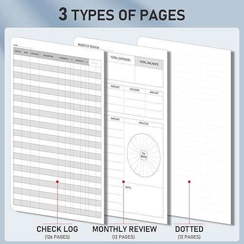Miniatura 5 de WEMATE Registros de cheques con cerradura vintage, registros de cheques de piel sintética A5 para chequera personal, registros de transacciones de