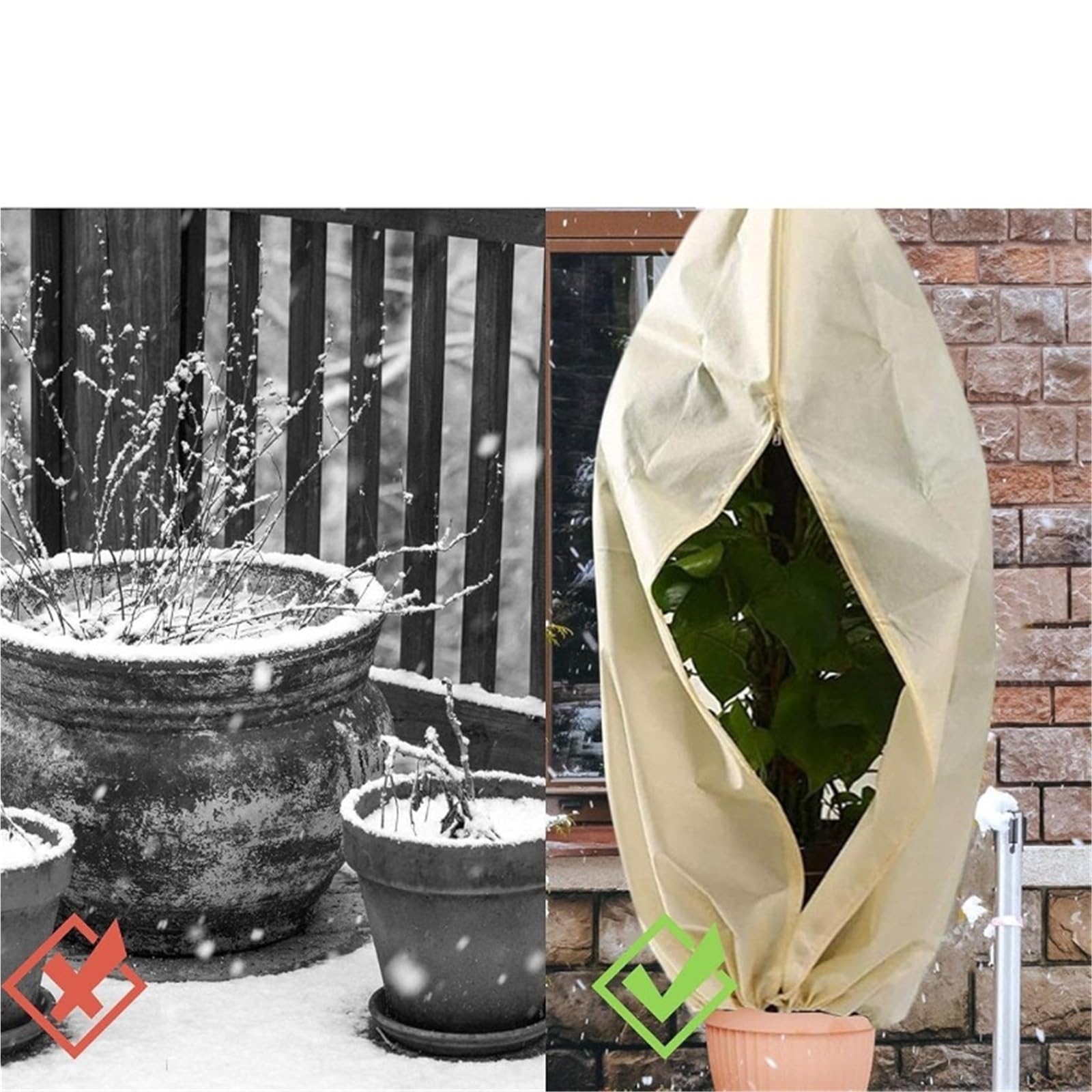 4 Fundas de Invierno for Plantas, no Tejidas, for Proteger árboles y arbustos, con cordón. para Árboles,Plantas(White,100x120cm)
