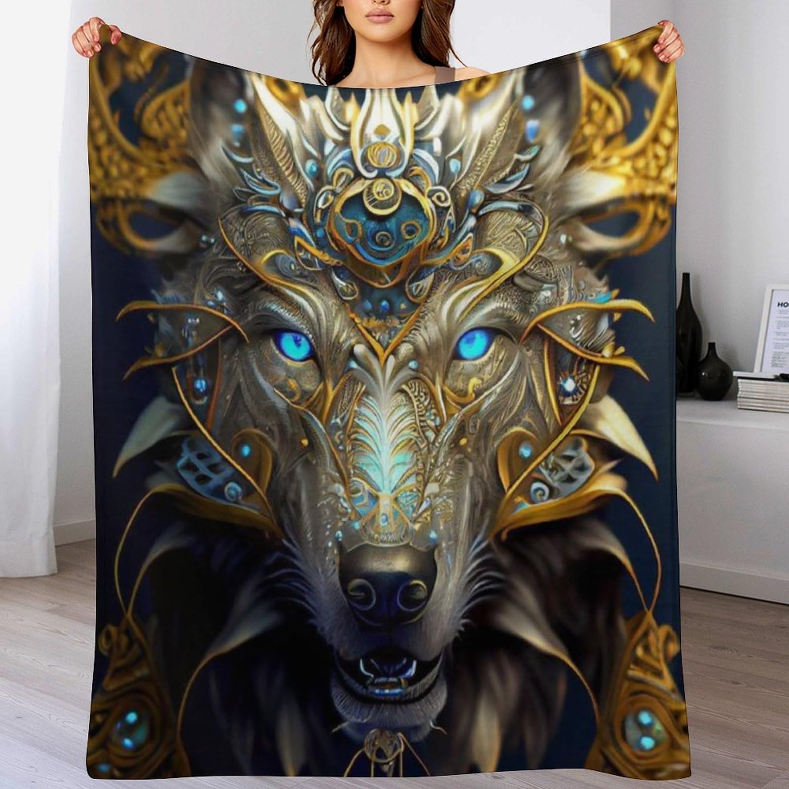 Manta de lobo para sofá tardes de invierno cálidas en el salón con forro polar