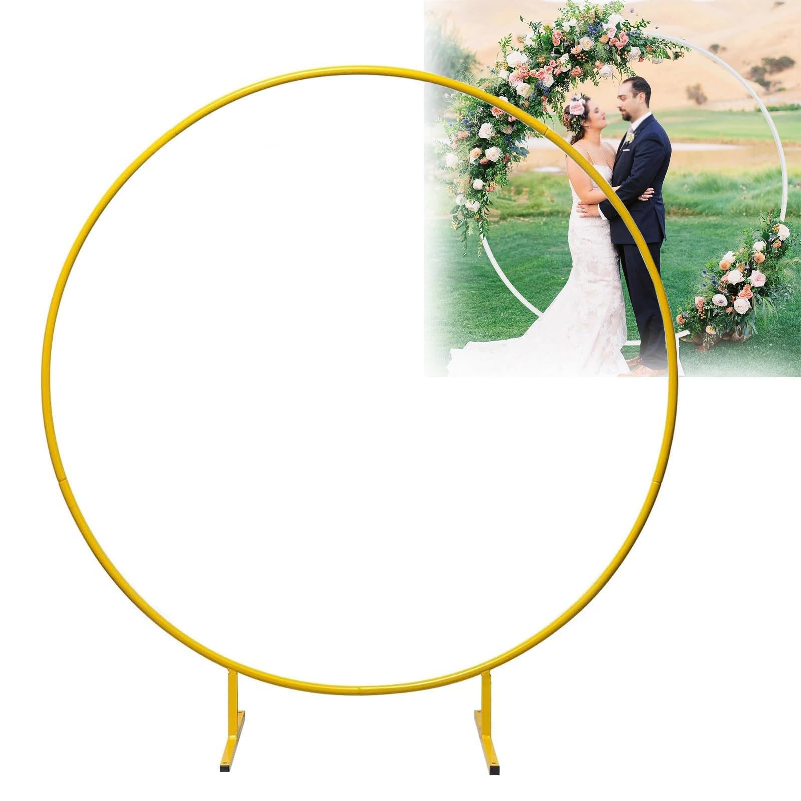 HJXGQJM Eisen Hochzeitsbogen,Ballonbogen Gestell Mit Fuß,Ballon Ring,für Geburtstagsparty Braut Babyparty Zeremonie Dekoration, Ballon Bogen Rahmen Hintergrund Stand Für Hochzeit(Gold,100cm)