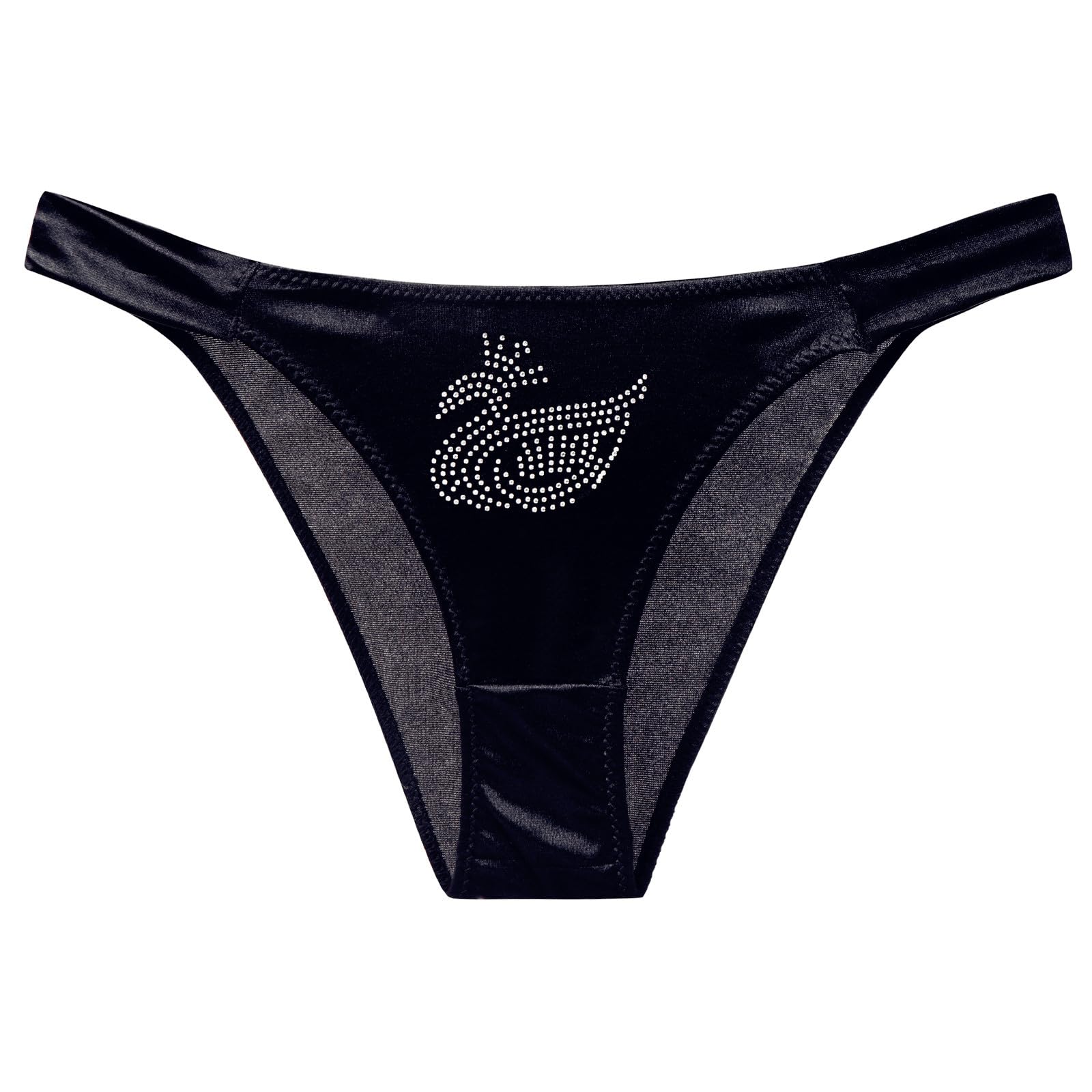 ZooChestWomen's Satin Knickers Diamond Swan String Bikini Underwear Panties High Leg See Through Silky Ladies Tanga Briefs Cute Sissy Clothing Hipster Panty Thong for Women S-XL