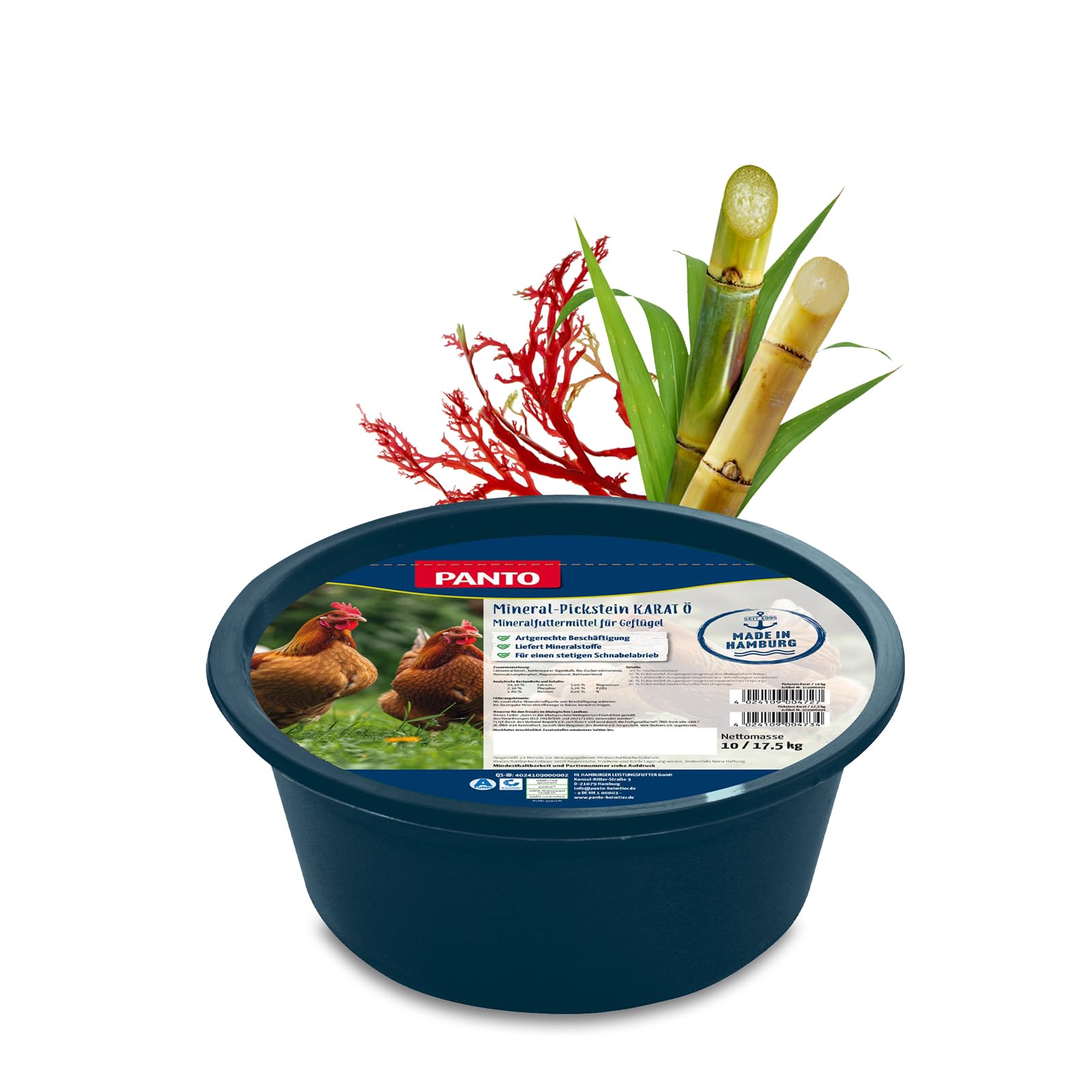 PANTO Mineral Pickstein für Hühner 17,5kg Karat Ö – Pickschale mit wichtigen Spurenelementen und Mineralien für Geflügel – Futterergänzung für Hühner