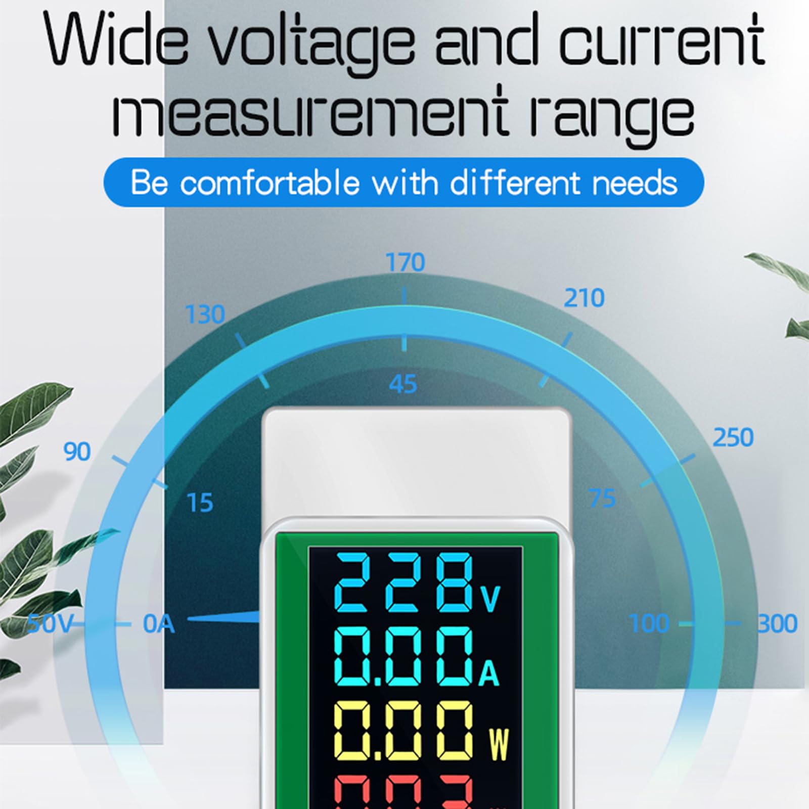 Medidor de energía, monofásico, carril DIN, consumo de energía, voltímetro, amperímetro, vatios, KWH, AC50-300 V, 100 A