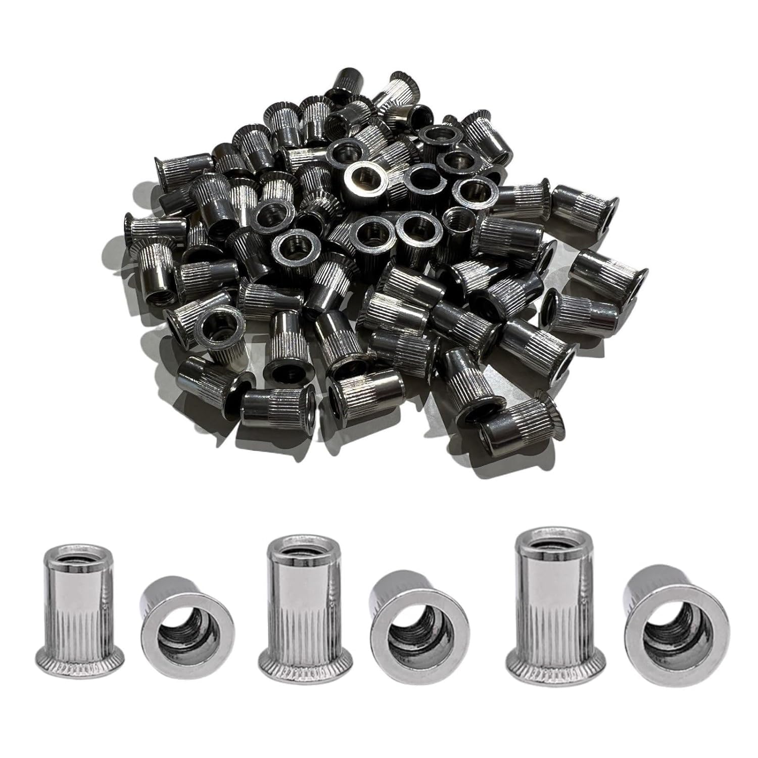 300 pz M4 M5 M6 Testa Svasatrice Rivetto Foro Passante In Acciaio Inox 304 Inserto Filettato Rivet Nuts Zigrinato Nutsert Rivnuts