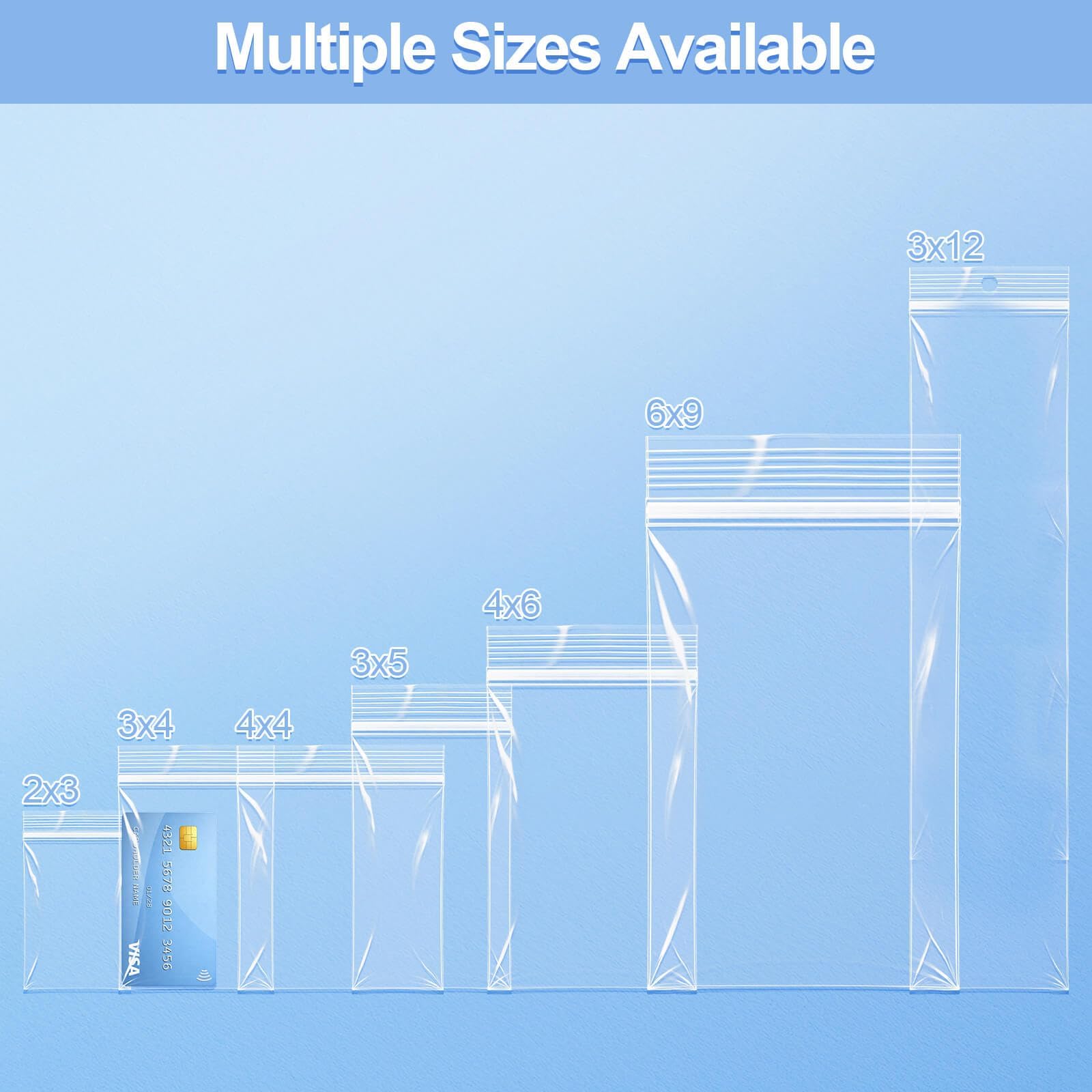 Lot de 500 sacs en plastique refermables avec fermeture éclair Transparent 15,2 x 22,9 cm