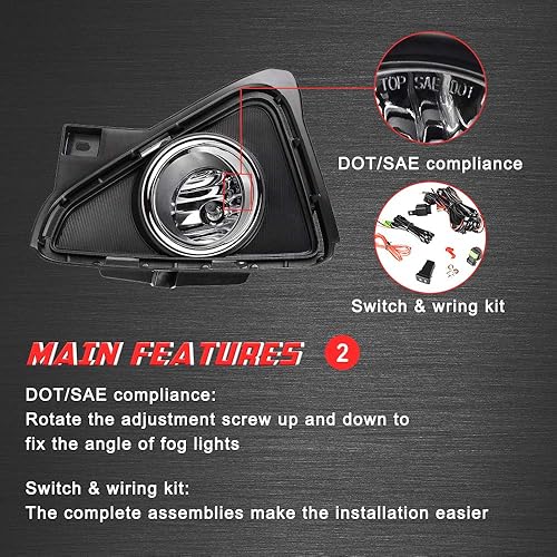 Miniatura 6 de Luces antiniebla de conducción de repuesto para Toyota RAV4 2016 2017 2018 con bombillas halógenas H16 12V 19W y kit de interruptor y cableado