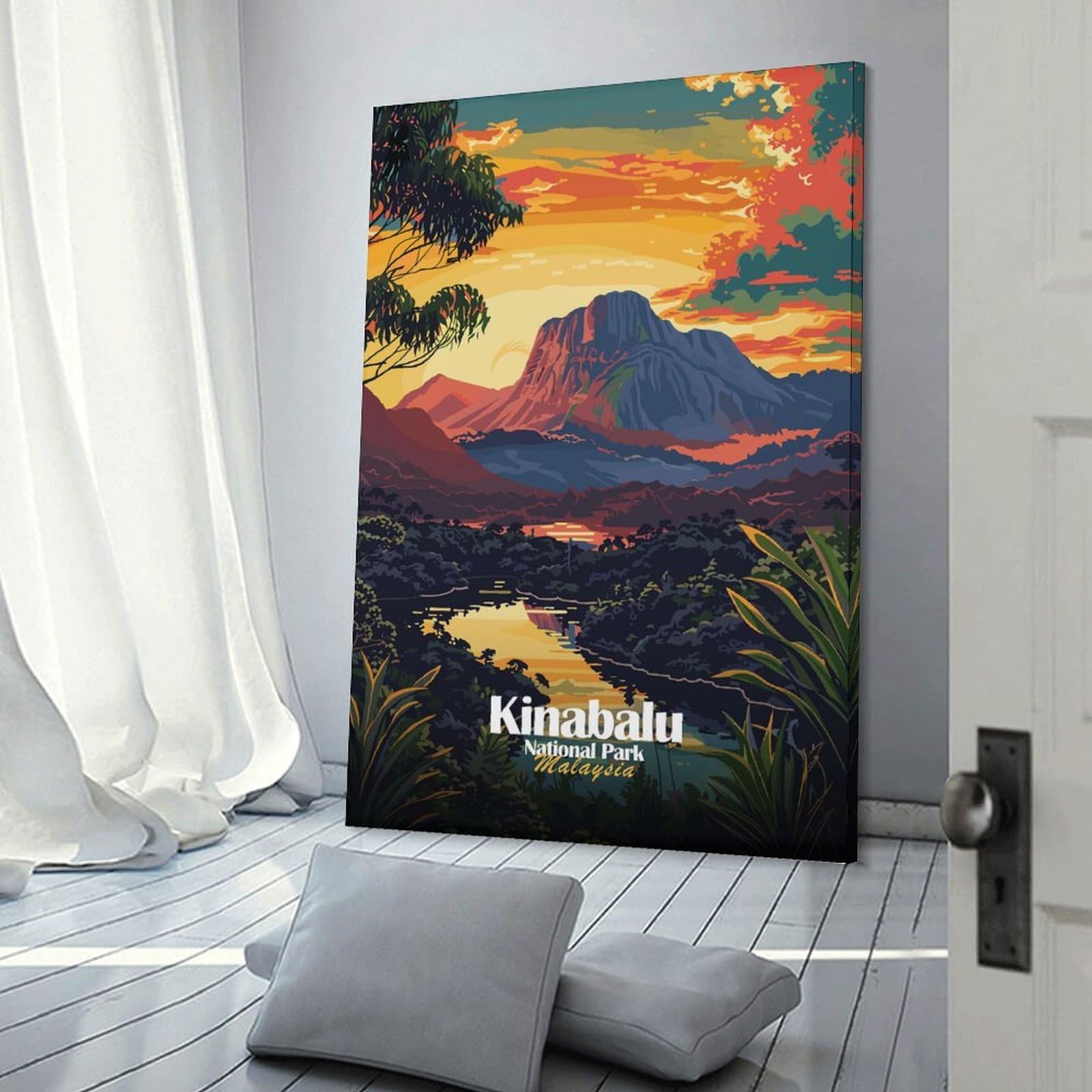 Junmoney Frame-Style Canvas Wall Decor Kinabalu National Park, Malaysia, 20X30inch(50X75cm), For Restful Interiors, Bedrooms Or Small Rooms, Canvas Wall Decor For Personal Spaces