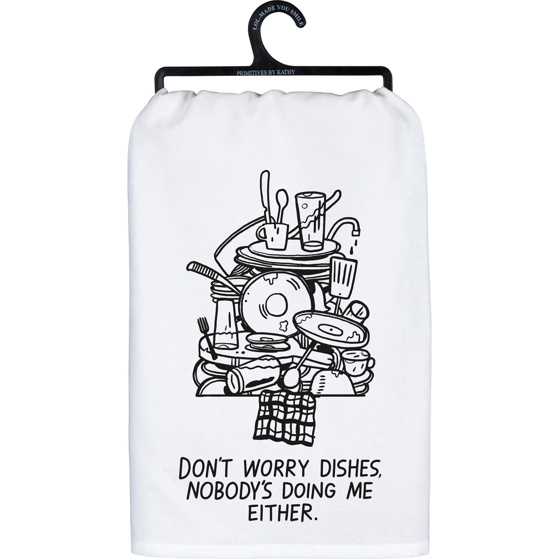 Primitives by KathyFunny Decorative Kitchen Towel - Don't Worry Dishes