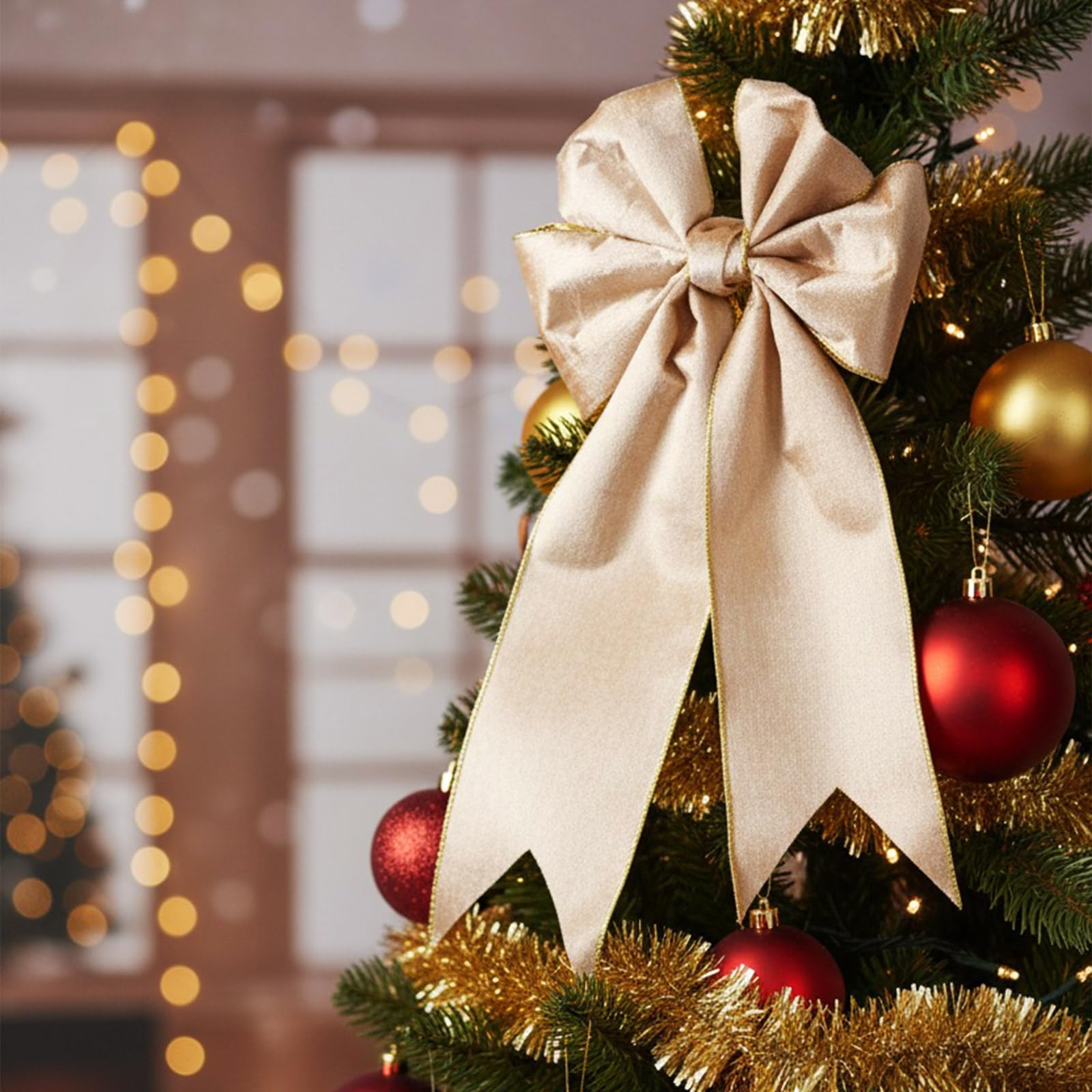Syhood Weihnachts-Samtband mit Draht, mit Goldrand, wasserdicht, für Weihnachtskranz, Schleifen, Blumenhandwerk, Ornamente (10,2 cm x 60 m, Gold)