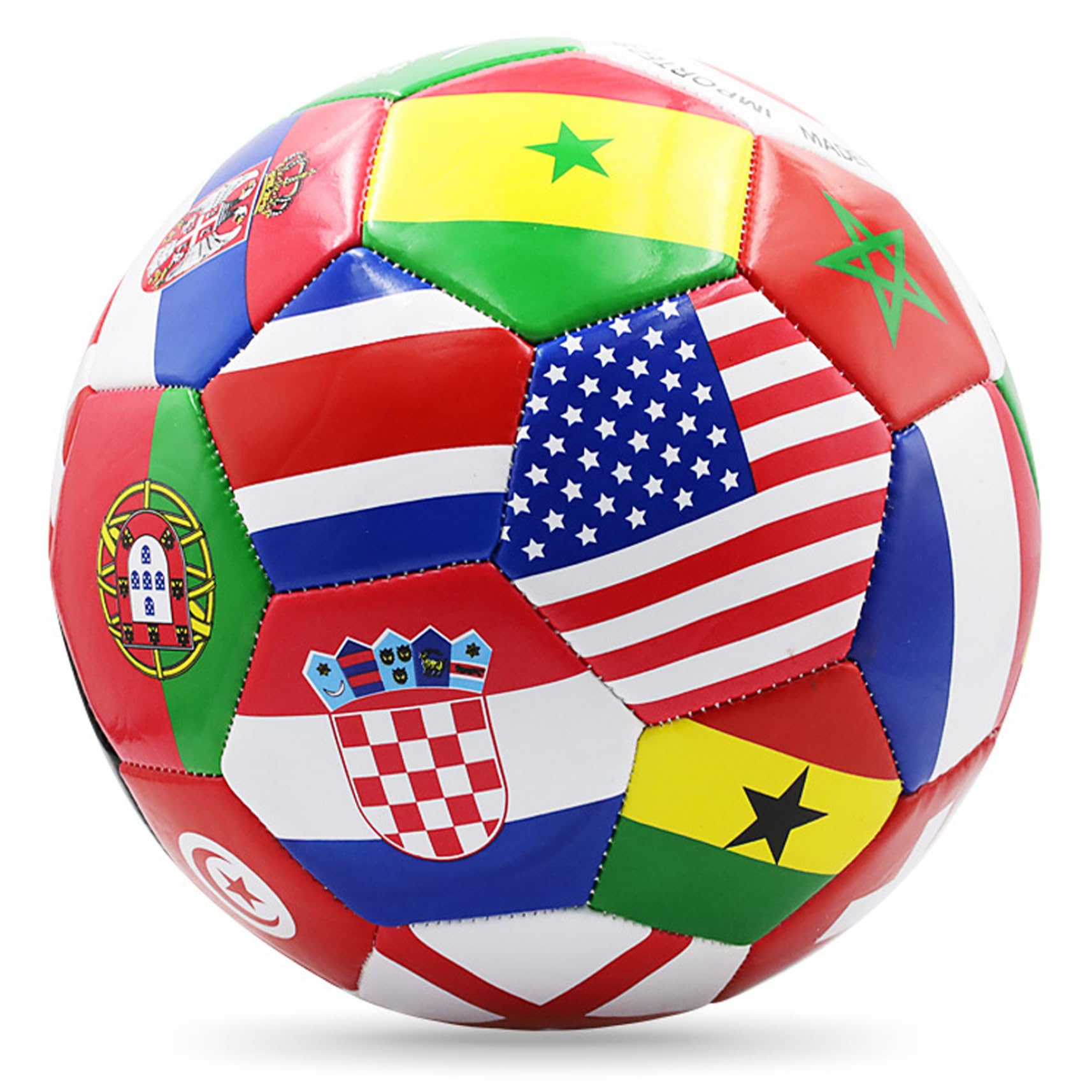 BEAHING Size 5 Soccer Ball, 8.5 Inch National Flag Soccer Ball Waterproof Pvc Youth Adult for League Game Training Practice or