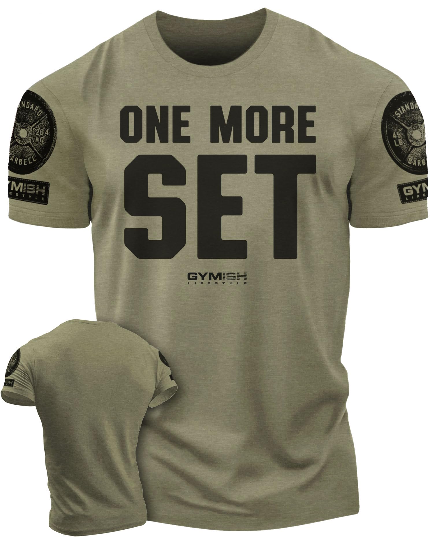 One More Rep Bro Gym Workout Shirts for Men, Funny Sayings Lifting T-Shirt(XL, One More Set Military Green Branded)