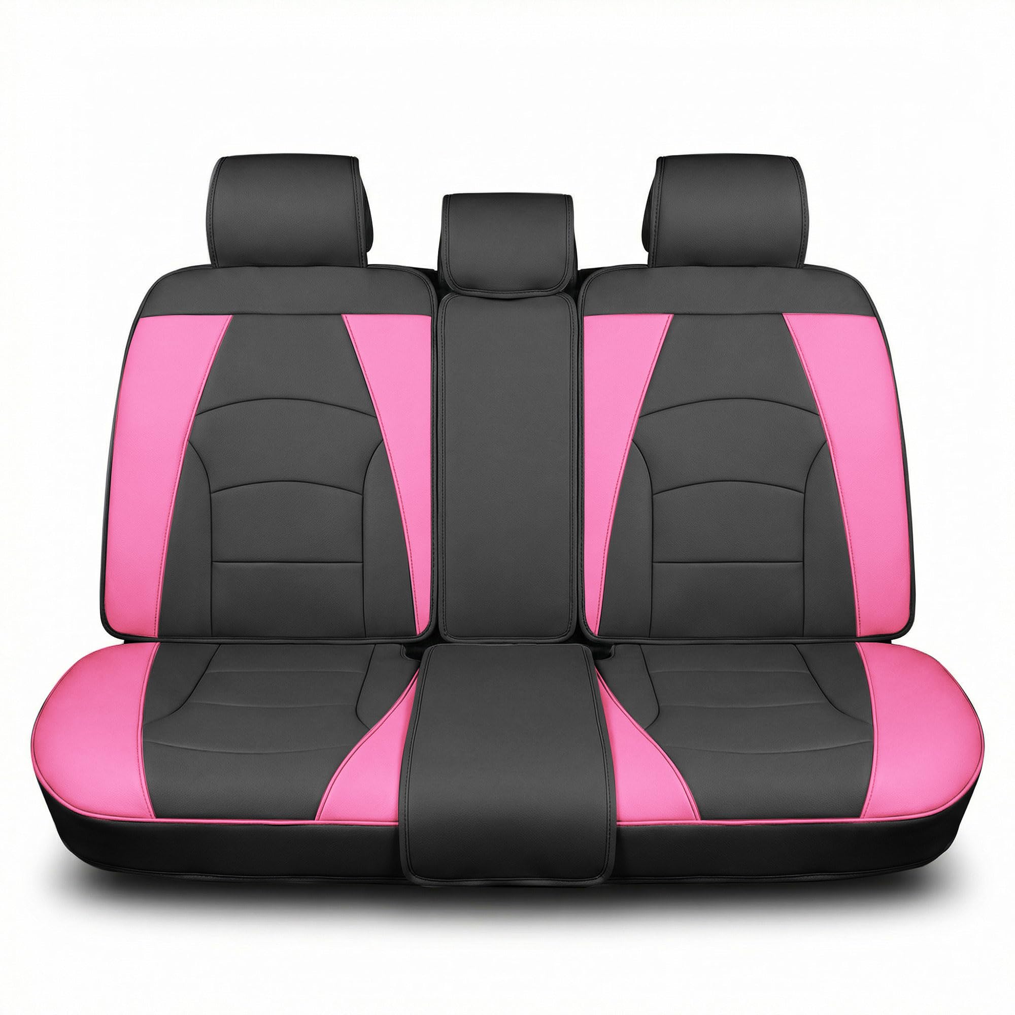 FH Group Car Seat Cover for Back Seat Pink Black Faux Leather - Universal Fit, Rear Seat Covers for Cars with Rear Split Bench, Car Seat Cushions, Car Interior Accessories for SUV, Sedan, Van