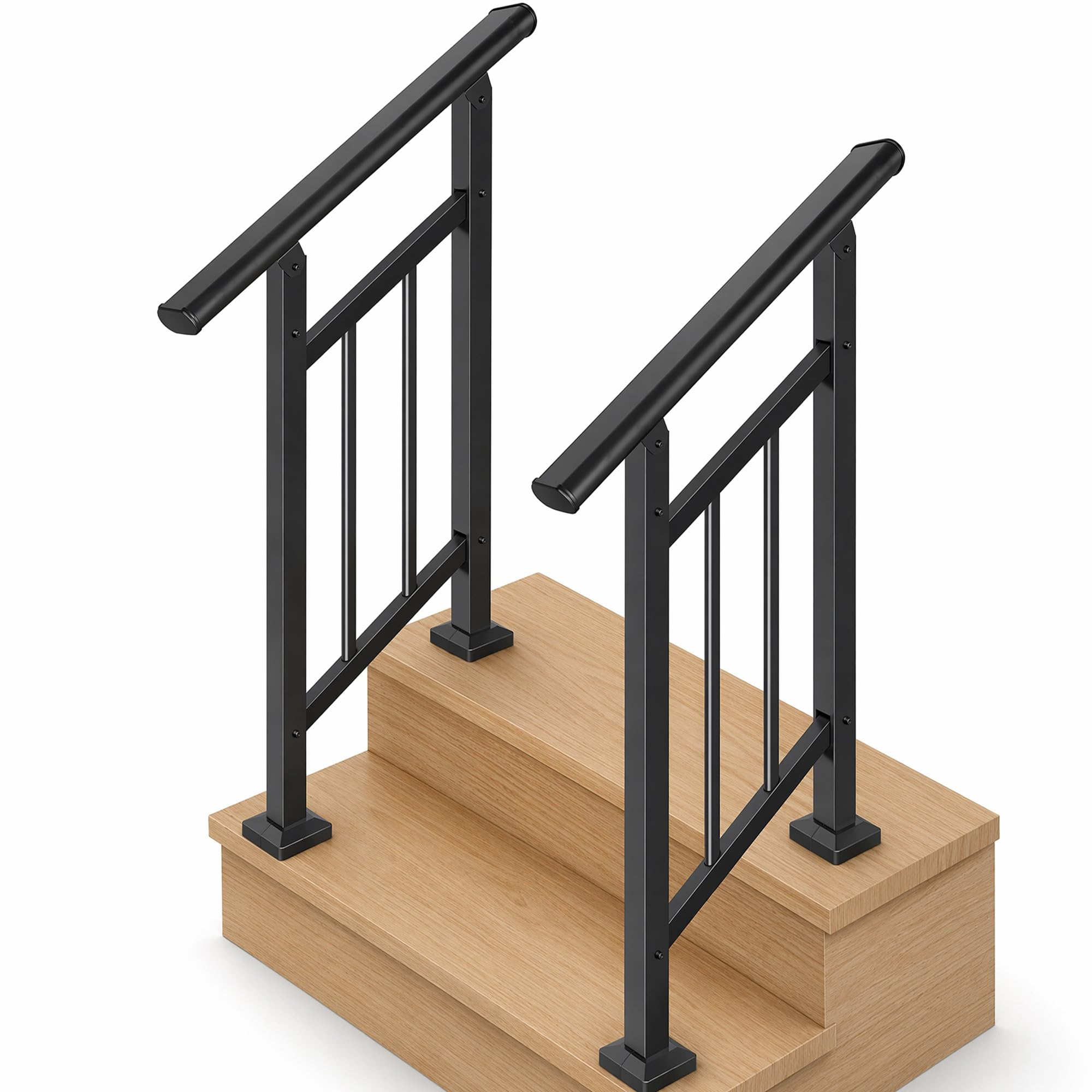 Metty Metal 2-Pack Handrail with Black Balusters
