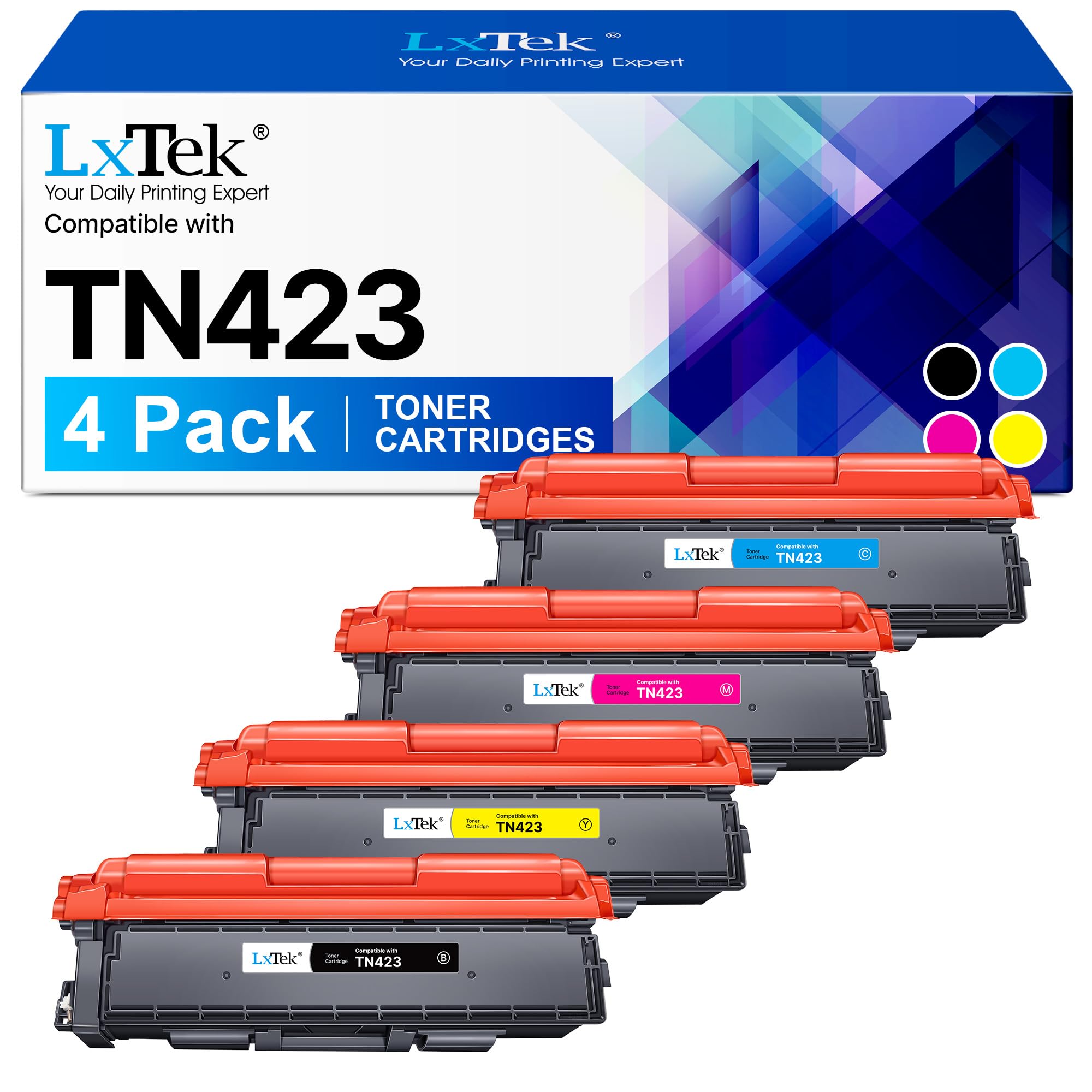LxTek TN423 für MFC-L8690CDW Toner für Brother 423 TN 423 TN-423 TN423 Toner TN-423BK TN423BK Kompatibel für HL-L8260CDW DCP-L8410CDW HL-L8360CDW MFC L 8390CDW MFC-L8900CDW (4er-Pack)