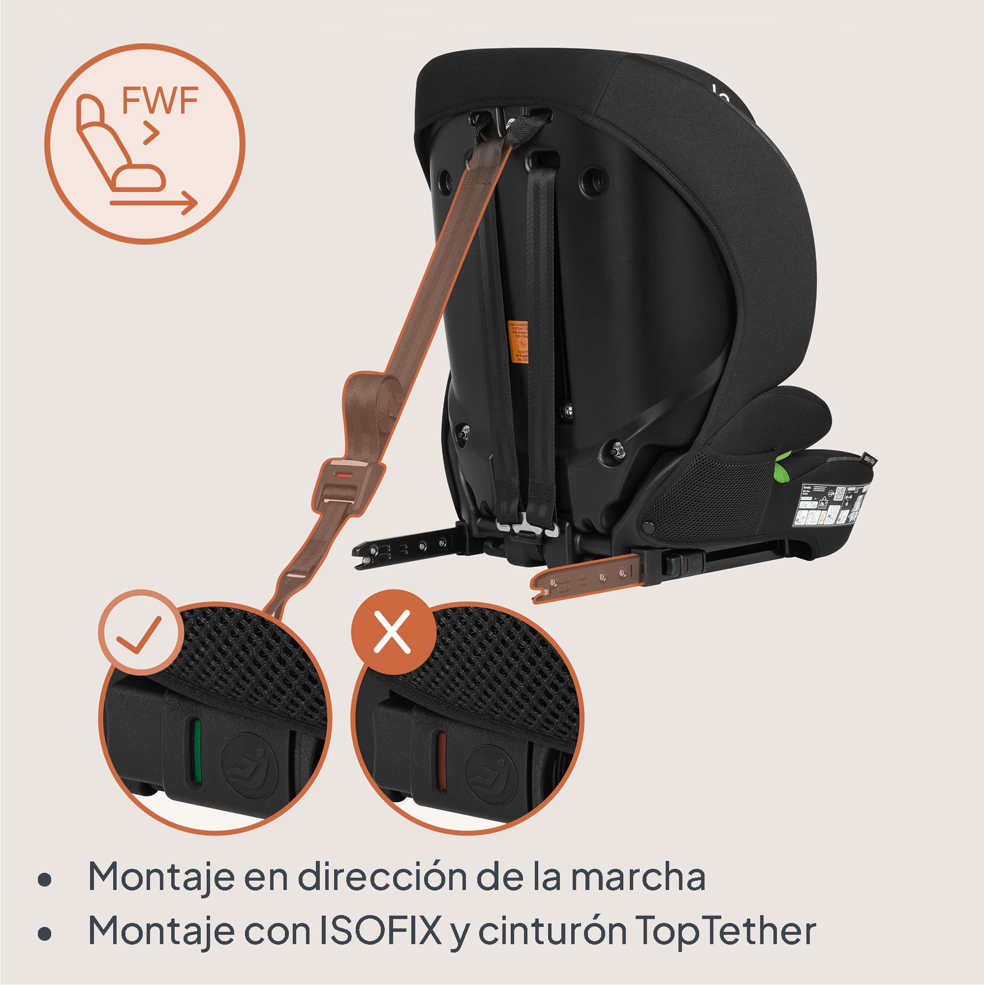 LIONELO BILLY I-SIZE Silla de Coche para Bebé, 76-150 cm De aprox. 15 meses a 12 años, Fijación ISOFIX o Cinturón de Seguridad, Reposacabezas Ajustable, Protección Lateral Norma R129.