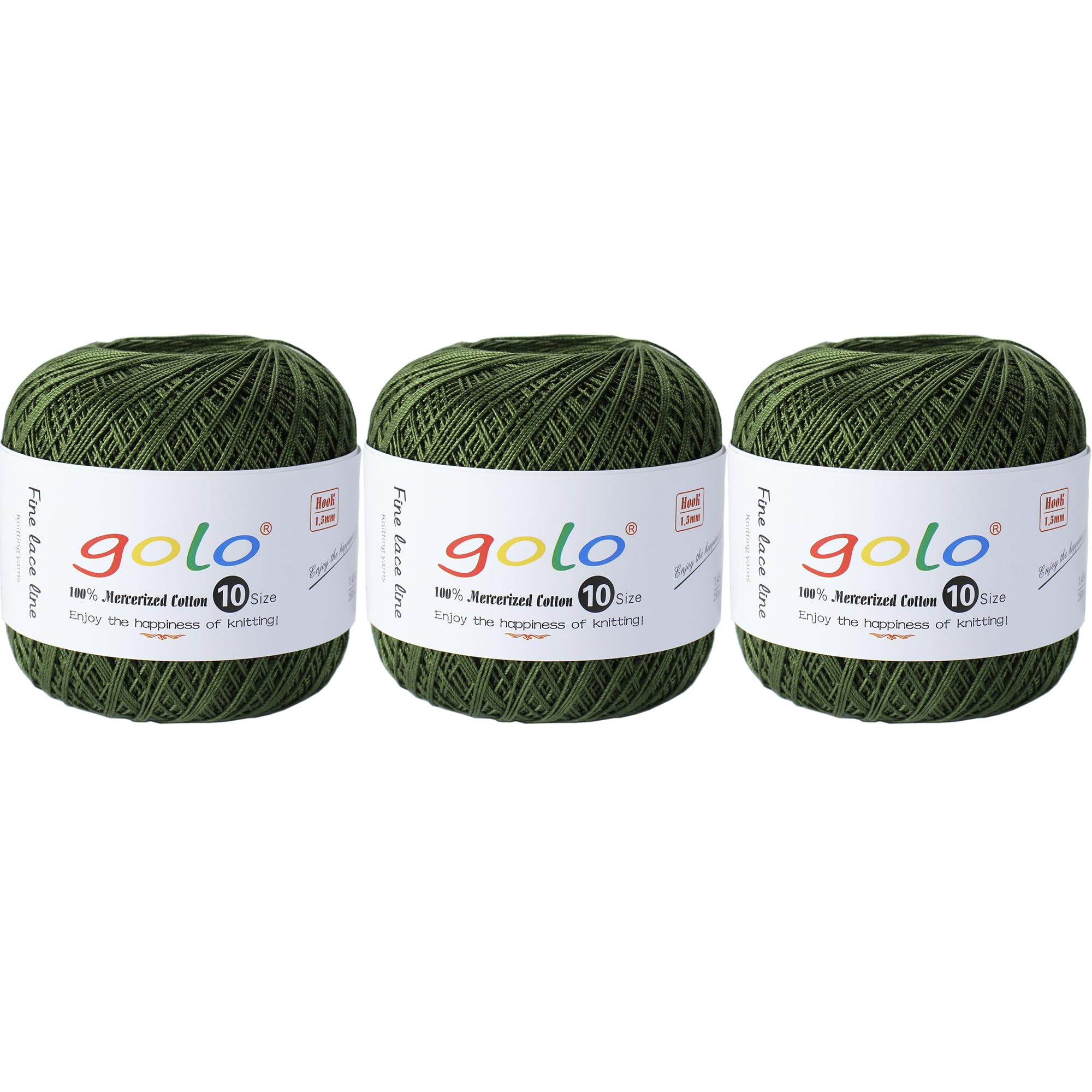 golo 3 Balls Crochet Thread Yarn for Hand Knitting Crochet Yarn 623 Palm Green, 000-623 Palm Green