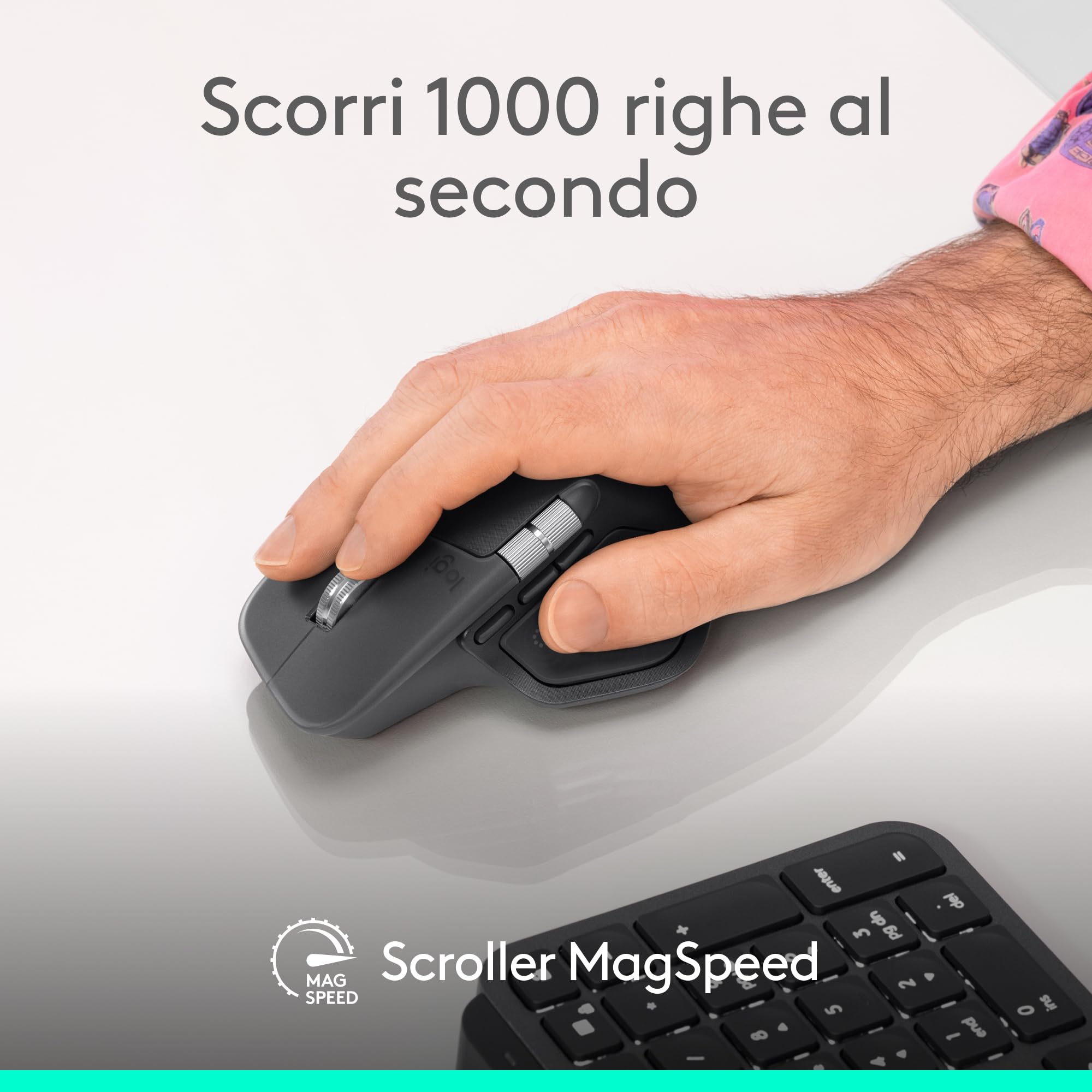 Logitech MX Master 4 for Business, mouse wireless con clic discreti, 8000 DPI, scorrimento MagSpeed, ricevitore Logi Bolt, Bluetooth, Actions Ring, tecnologia aptica, ricarica USB-C – Graphite