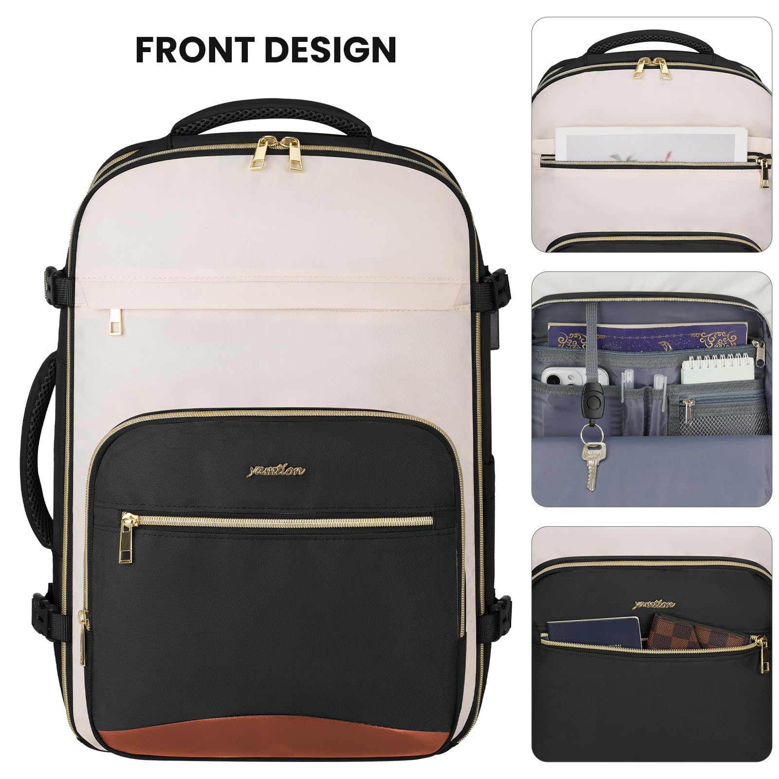 Mochila Cabina Avión para Ryanair,42L Mochila de Viaje de Gran Capacidad con Compartimento para Portátil de 17.3", Set de 5 Piezas y Bolsillo Húmedo, Equipaje de Mano para Mujer