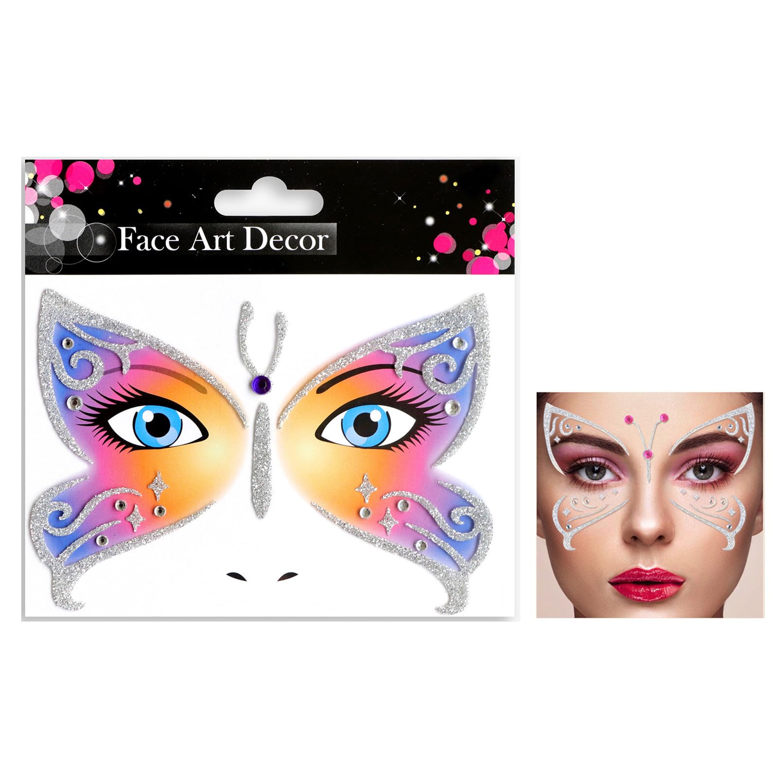 REDYY Halloween Sparkling Face Festival Women Body Glittered Crystal Sticker Butterfly Face Glittered Art
