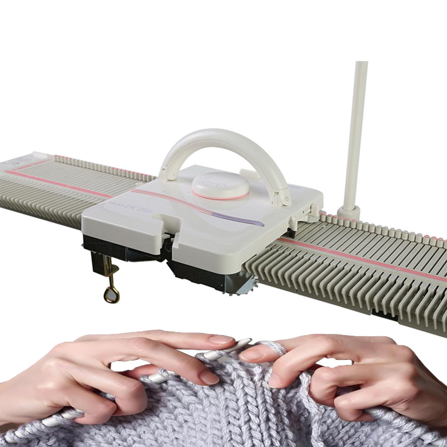 GTANND 6.5mm Mid Gauge Knitting Machine,Automatic Knitting Machine Kit,150 Total Stitches Domestic Knitting Machine,Plastic Knitting Machine Hand Sweater Knitting Machine