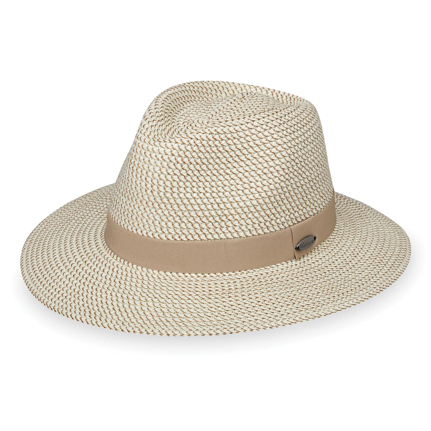 Wallaroo Charlie Fedora Unisex Sun Hat - Petite or Medium | UPF 50+ Sun Protection, Packable & Travel-Friendly, Ivory/Taupe, M