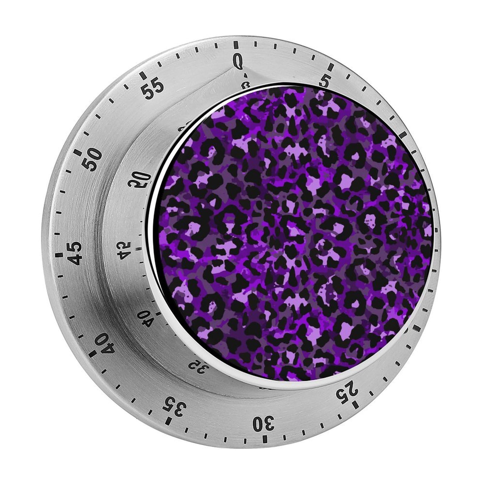 Purple Cheetah Leopard Print Circular Rotating Timer, Suitable for Kitchen and Bedroom