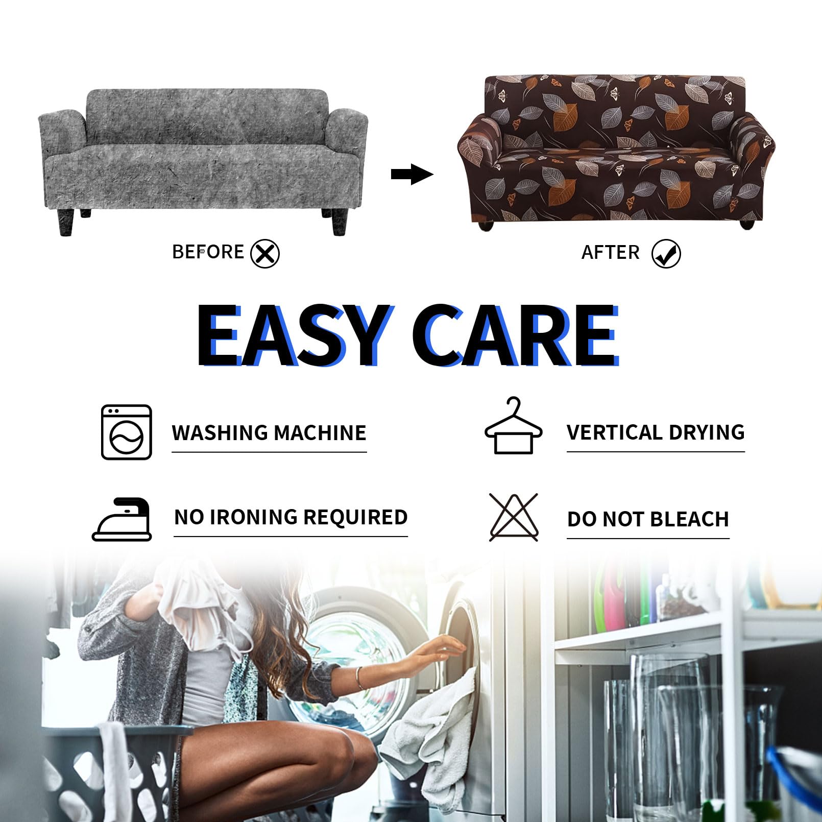 Lydevo Copridivano Elasticizzato 4 Posti Fodere Copri Divano con Braccioli con 2 Copricuscini Moderno Copridivano Fantasia Universale Antiscivolo Lavabile Divano Protector,Foresta Botanica