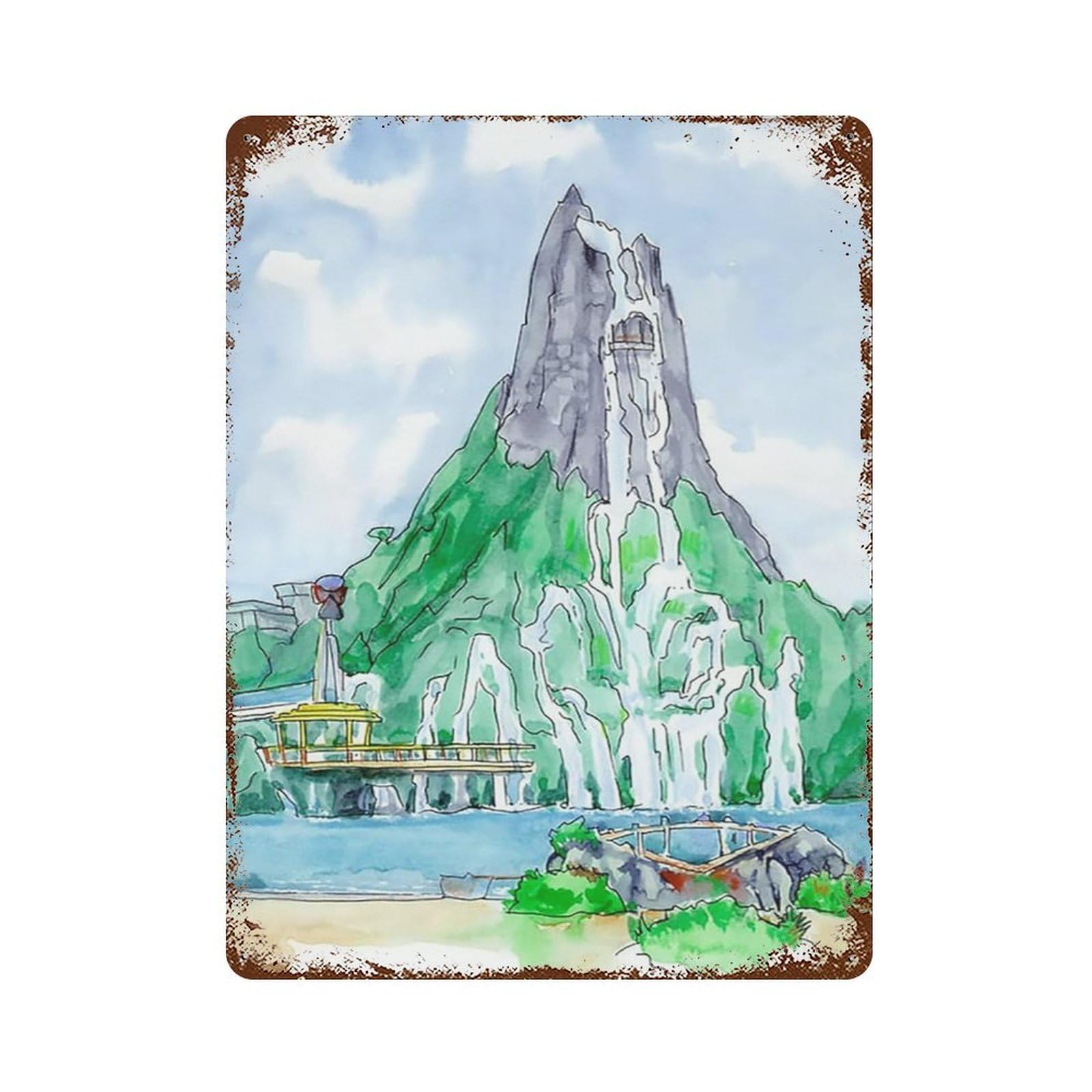 xiaoxiaoshen Cityscape Volcano Bay Wall Decor Art Metal Tin Poster Modern Home Decor Art Home Bar Shop Decorations Vintage Sign 40x30cm