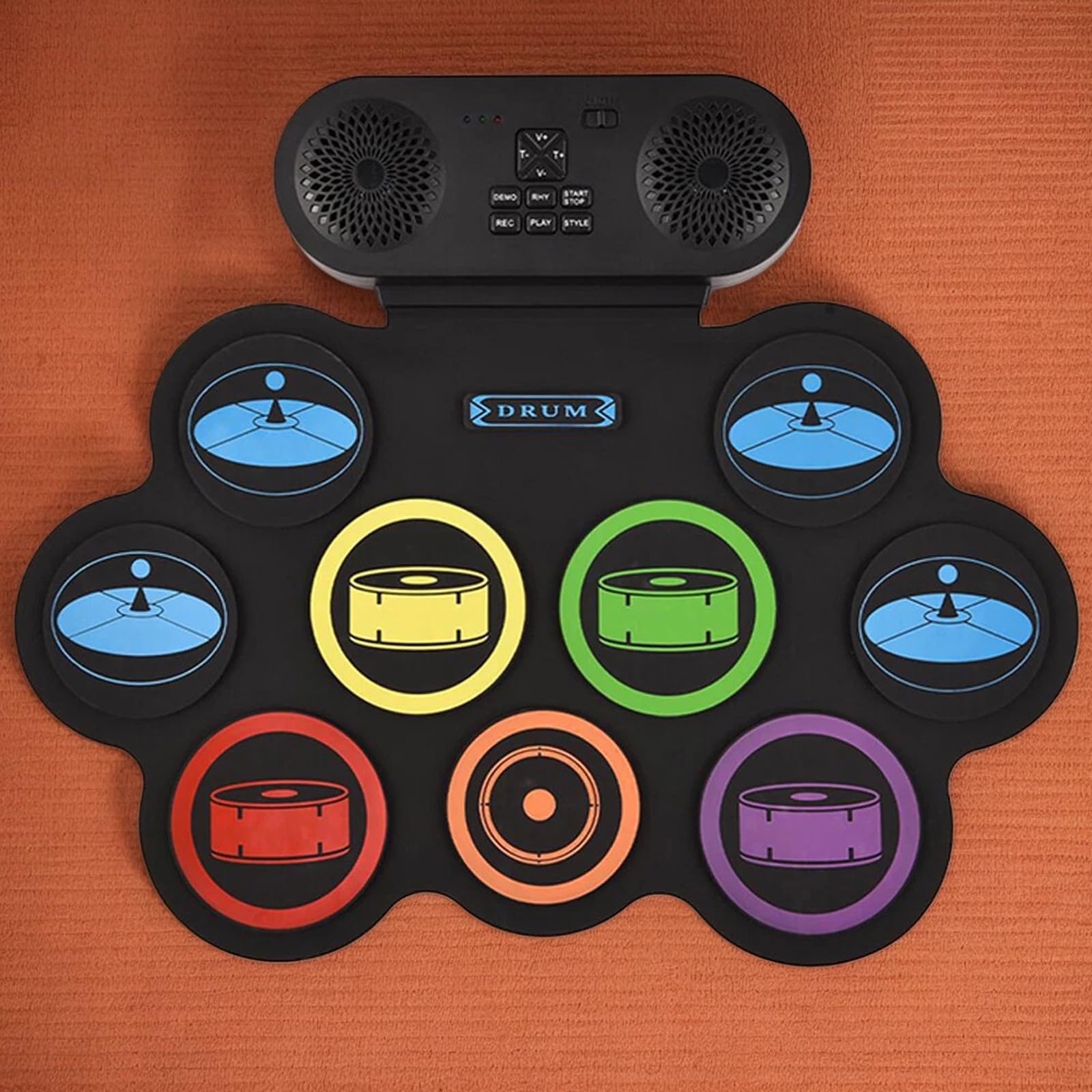 Batteria elettronica portatile USB adatta per gli appassionati di musica con ricca libreria di suoni tra cui ritmi rock Rolling Up Drum