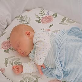 Gllquen Baby Bassinet Sheets 4 Pack, Breathable Cozy Fitted Mattress Sheet, Elastic Travel Crib Fashionable Floral Pattern, Standard Cradle Safe Sheets for Baby Boys Girls 32x16(Deer & Rose)