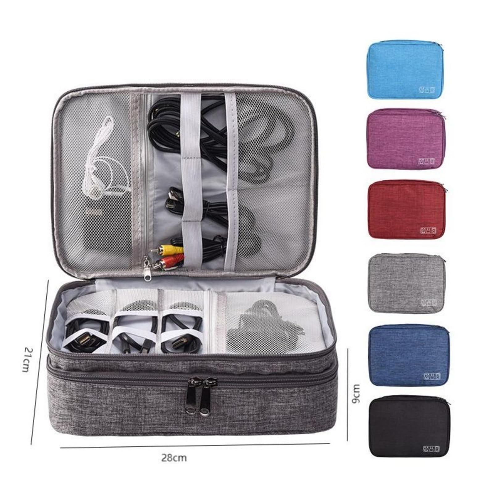 Organizer Cavi Borsa Digitale a Tre Strati Cavo Dati Alimentazione Mobile Custodia for Auricolari Custodia Portatile da Viaggio Essenziale Organizer Aziendale(Purple)