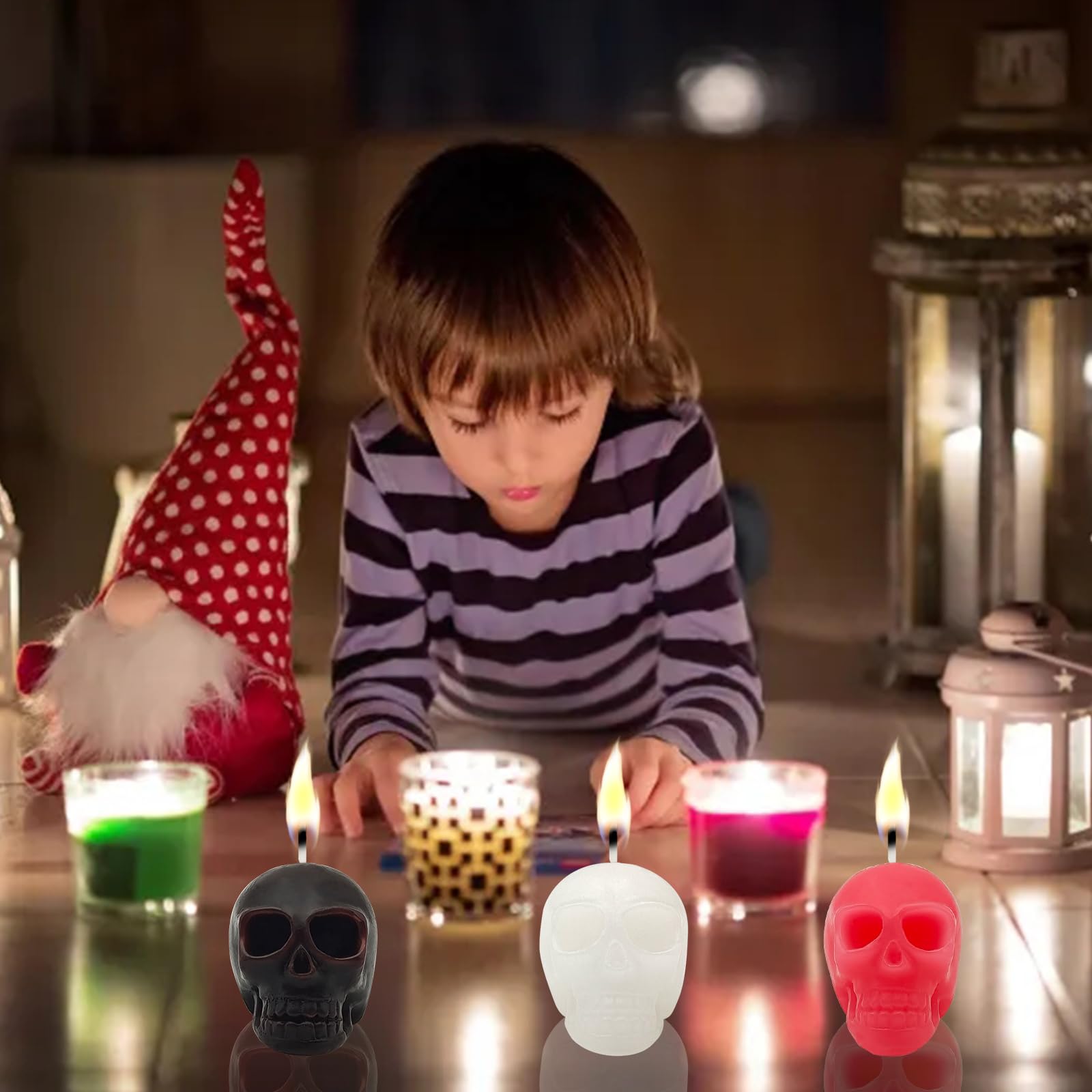 Set De 4 Velas Calavera Negras Para Halloween - Decoración Gótica Y De Terror, Ideal Para Fiestas Temáticas, Chimenea, Ceremonia O Decoración Diaria, Hechas De Cera De Soja Sin Humo